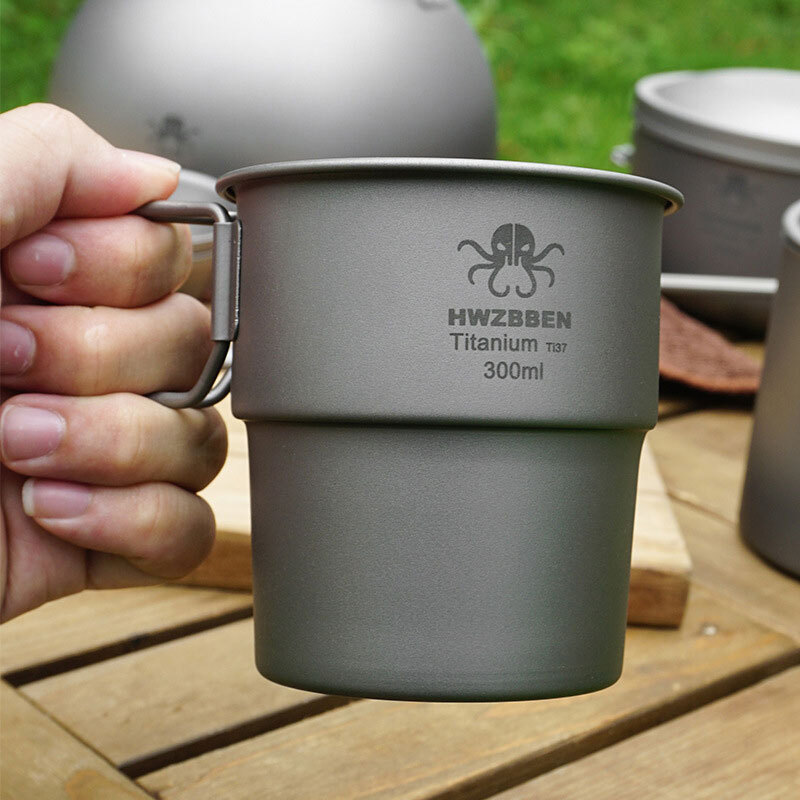 New EDC Outdoor Camping Pure Titanium Coffee Water Cup Portable Folding Mug Cup