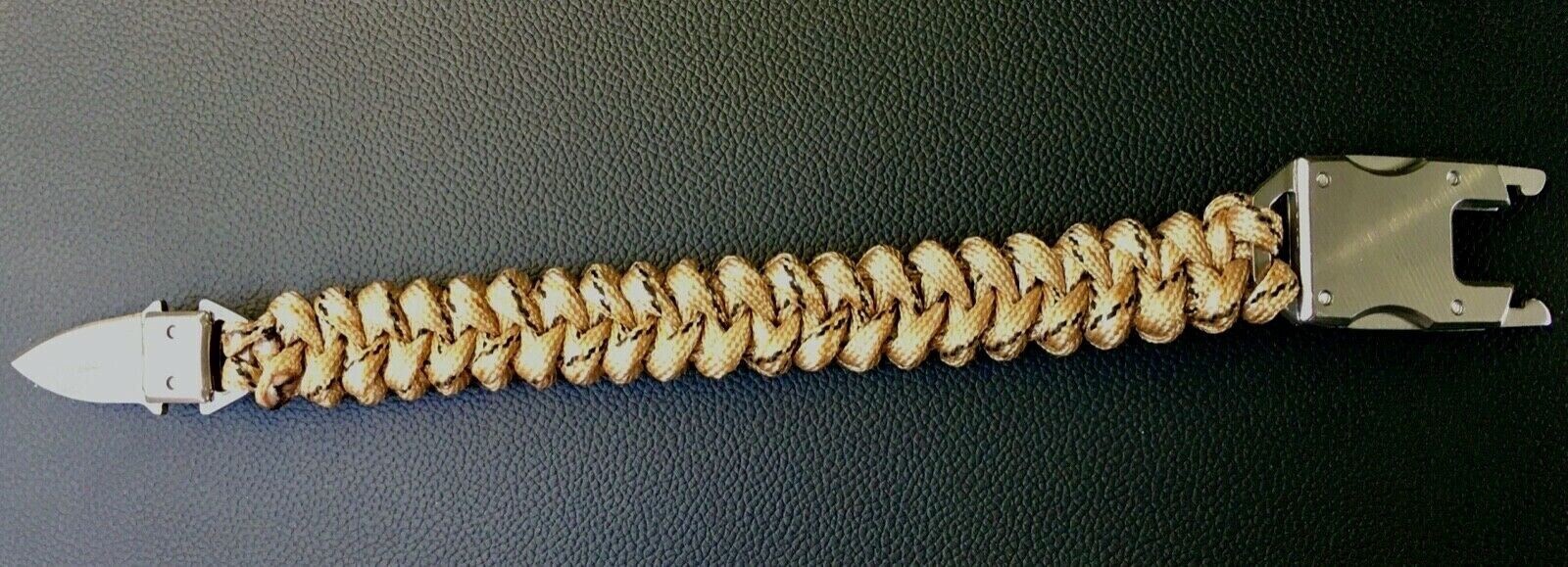 Paracord Emergency Tactical EDC Survival Knife Bracelet, Tan & Black BR8 New
