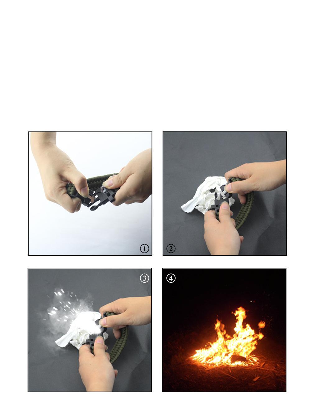 Survival Paracord Bracelet Flint Fire Starter Whistle Compass 5 in 1 Tools Kit