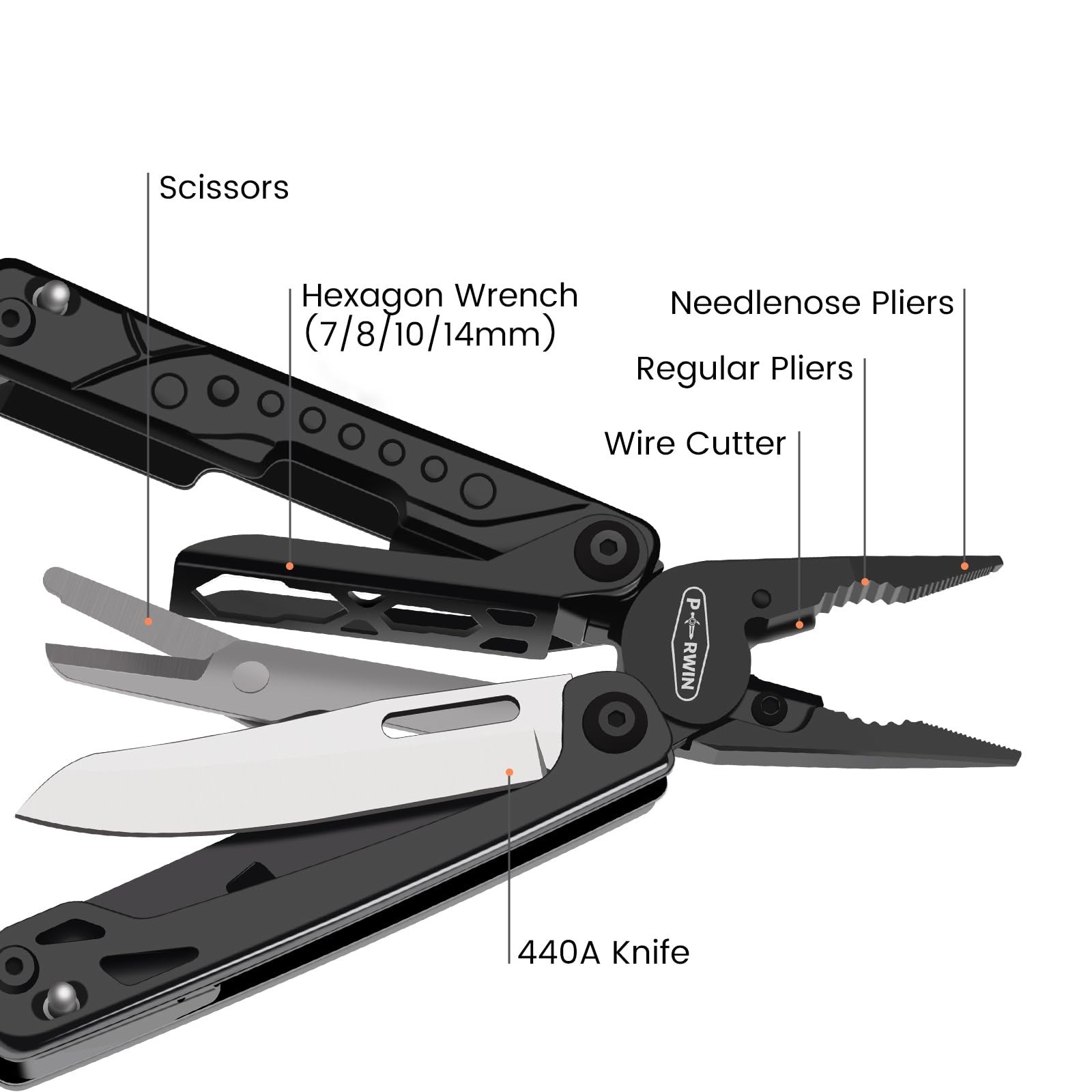 20-in-1 Stainless Steel Multitool Pliers with Sheath, Locking, Survival & Campin