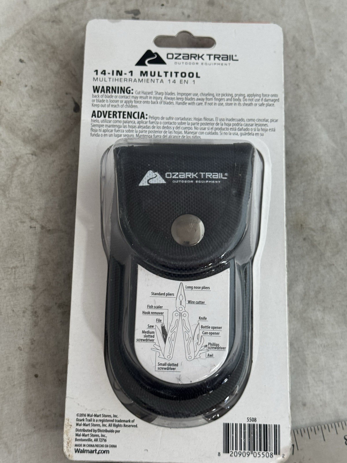 NEW Ozark Trail 14 in 1 Multitool Pliars, Knife, Bottle Opener with Carry Case
