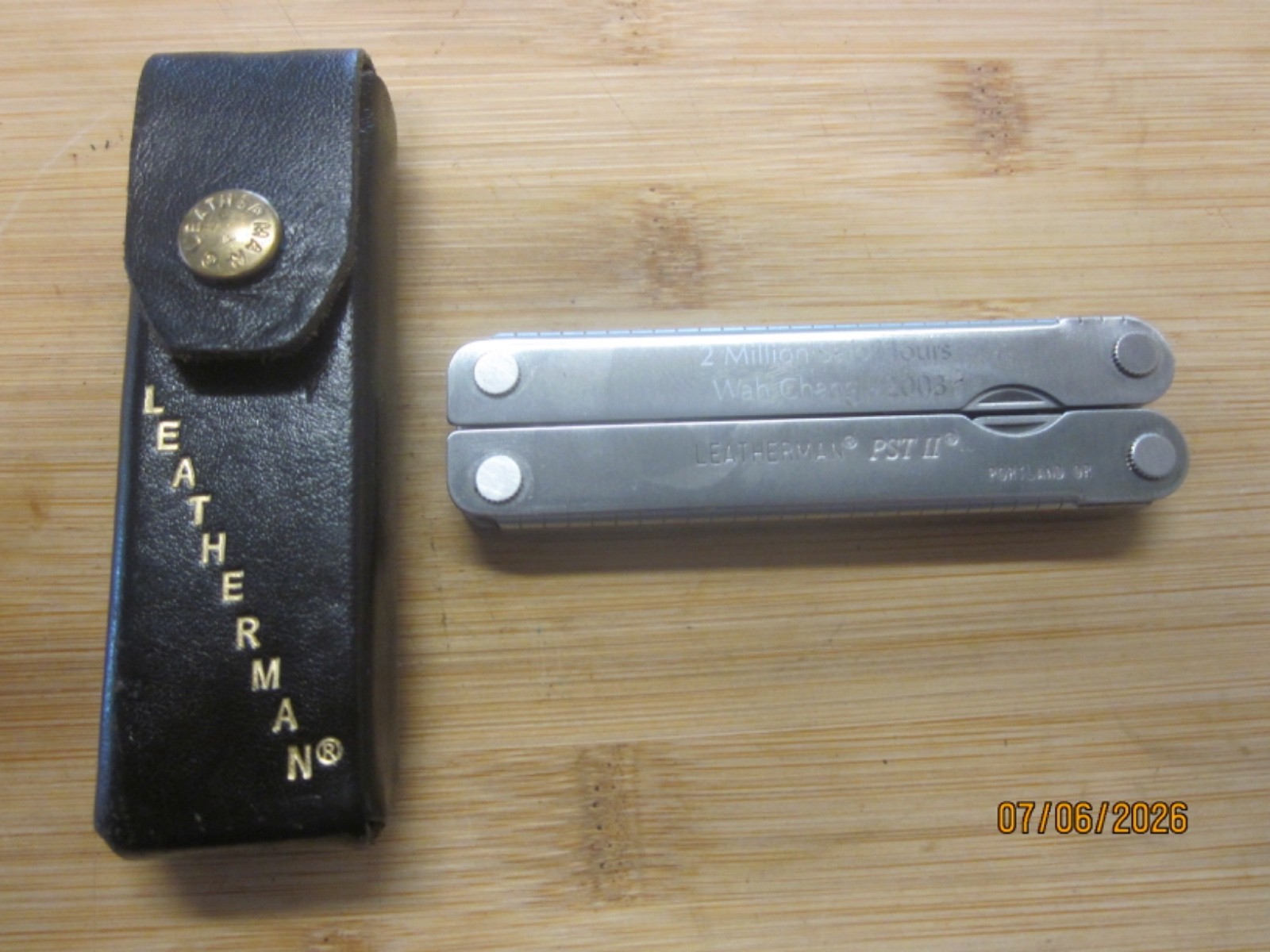 VTG LEATHERMAN PST II MULTI TOOL W/ORIGINAL LEATHER SHEATH, LOOKS UN-USED, 07-03