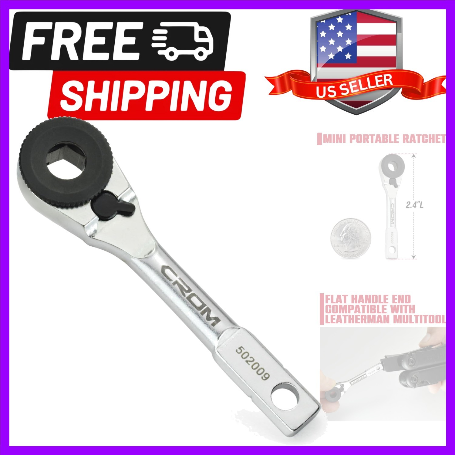 Flat Mini Ratchet Wrench – Compatible with Leatherman Multitool that uses Fla…