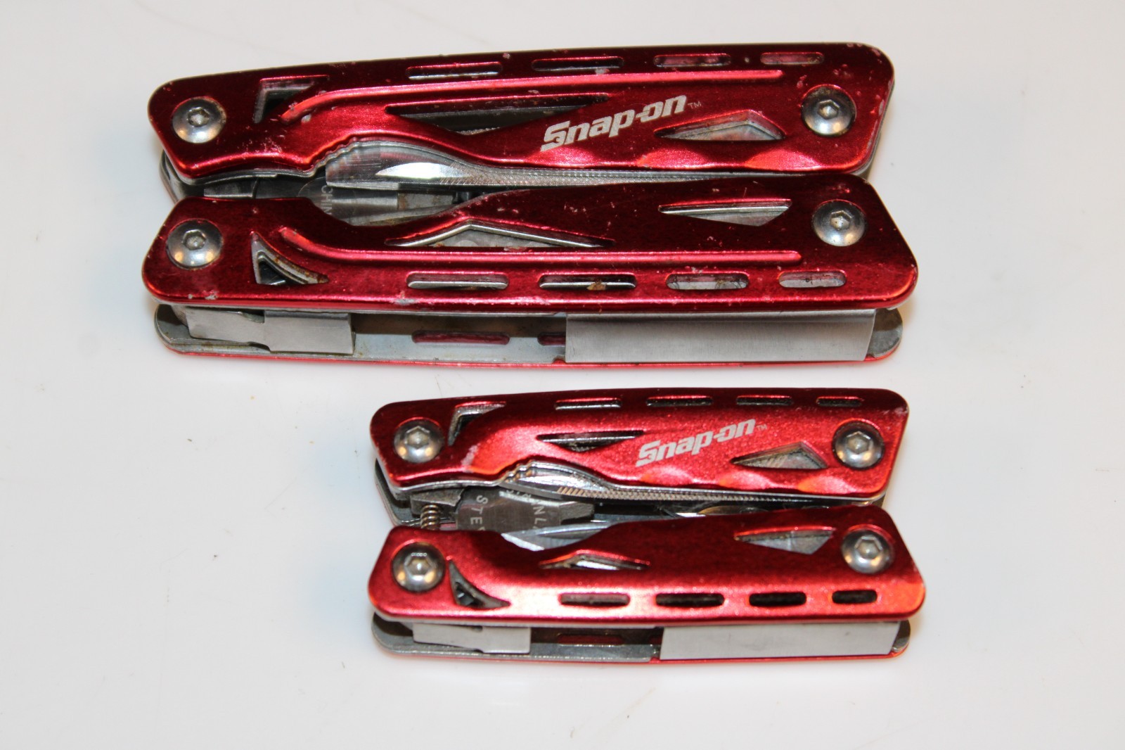 2x Snap-On Stainless Steel Red Pocket Multi-Tools