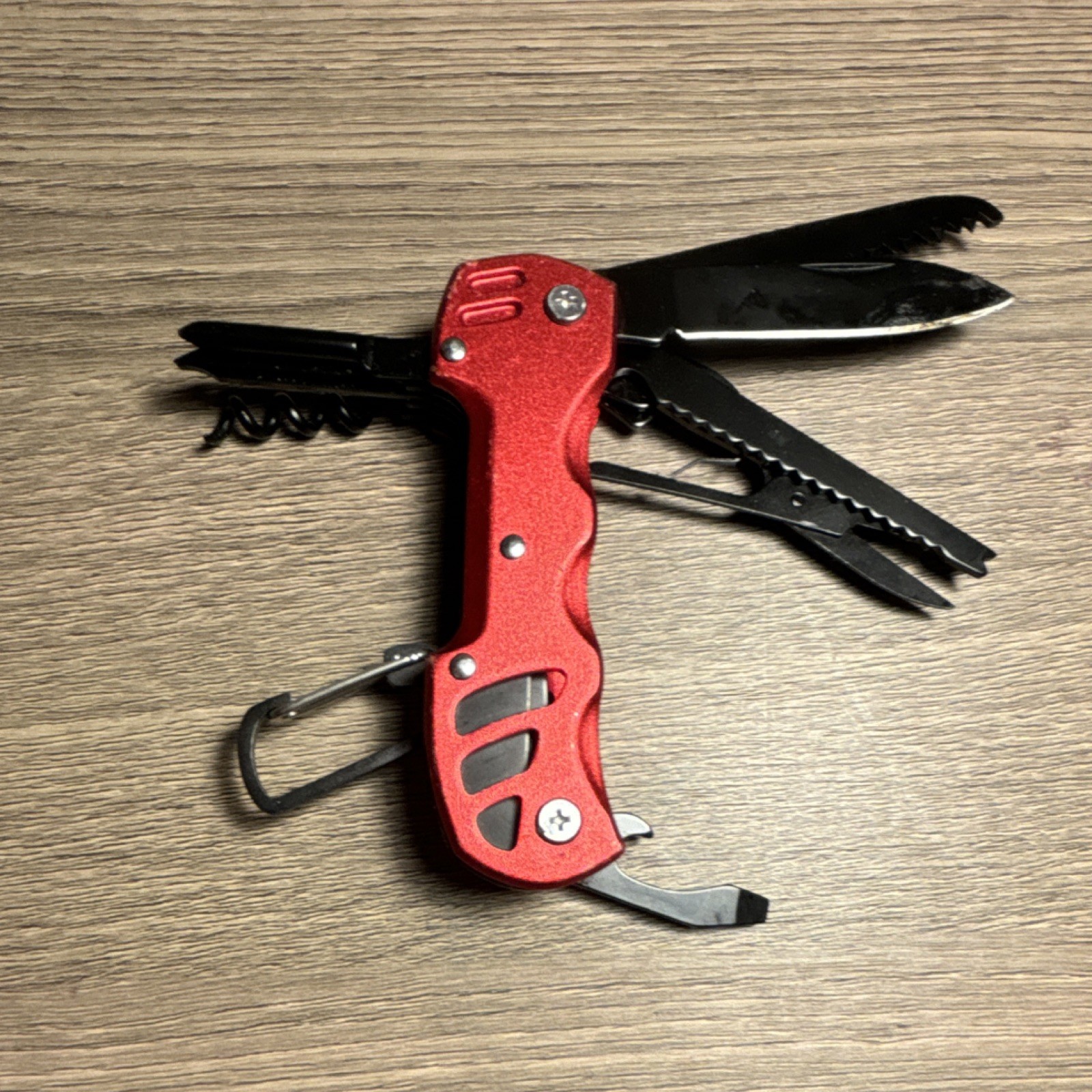 smartstickx Red Multi-Tool, Stainless Steel, Knife, Scissors, Bottle Opener