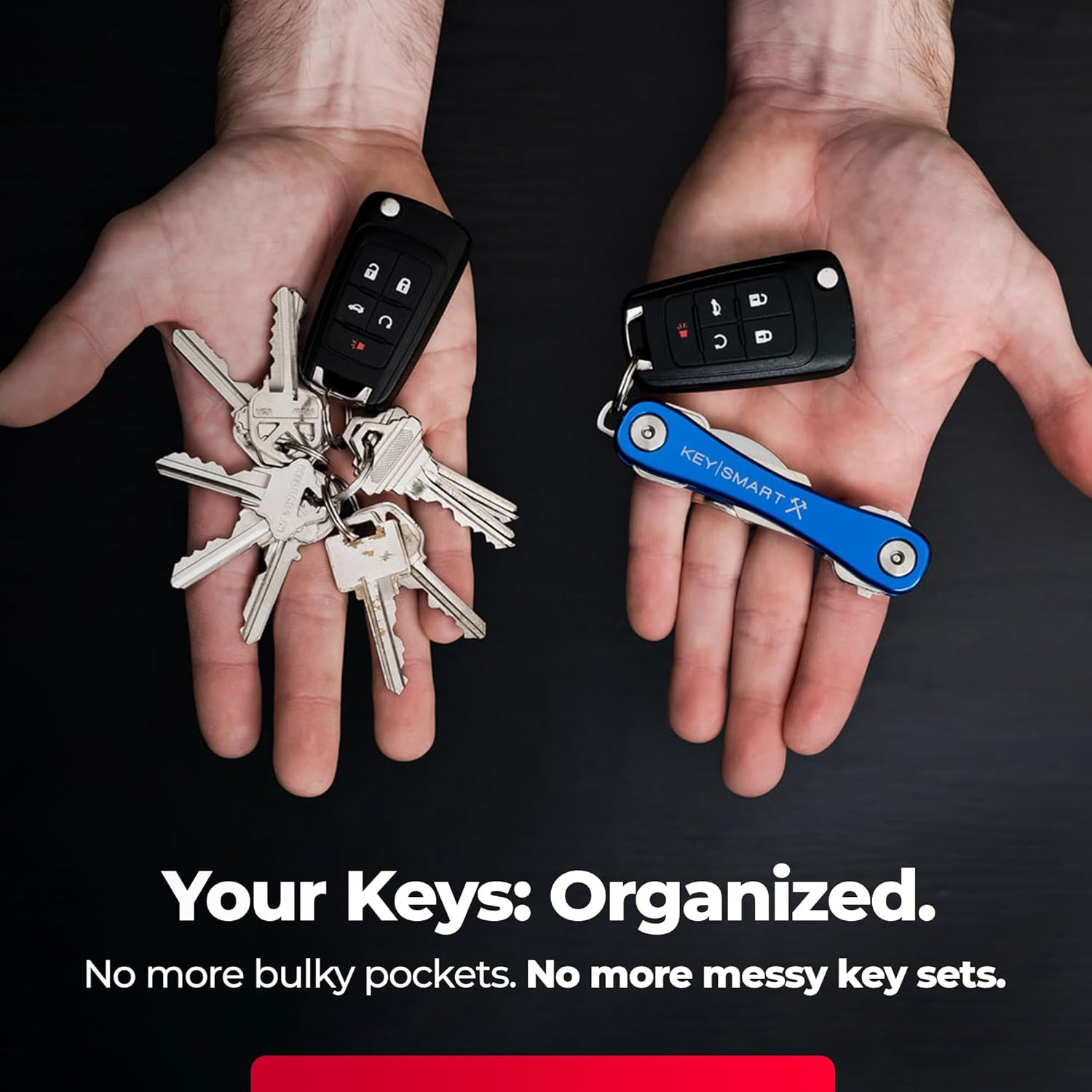 Keysmart Rugged – Multitool Key Holder for Keychain W/Bottle Opener and Pocket C