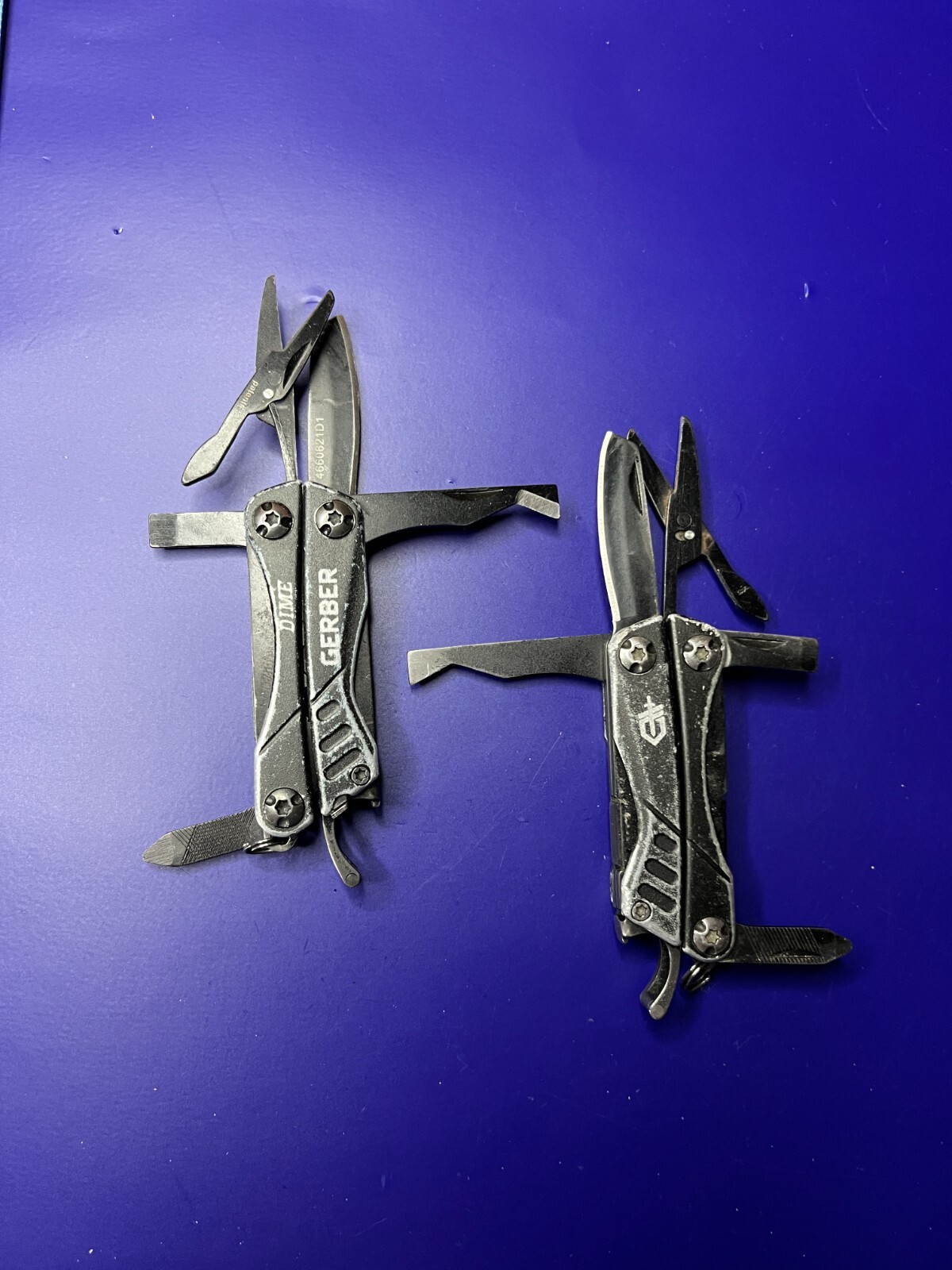Lot of 2 Gerber Dime Multi-Tools Small Keychain Pliers Knife File Scissors