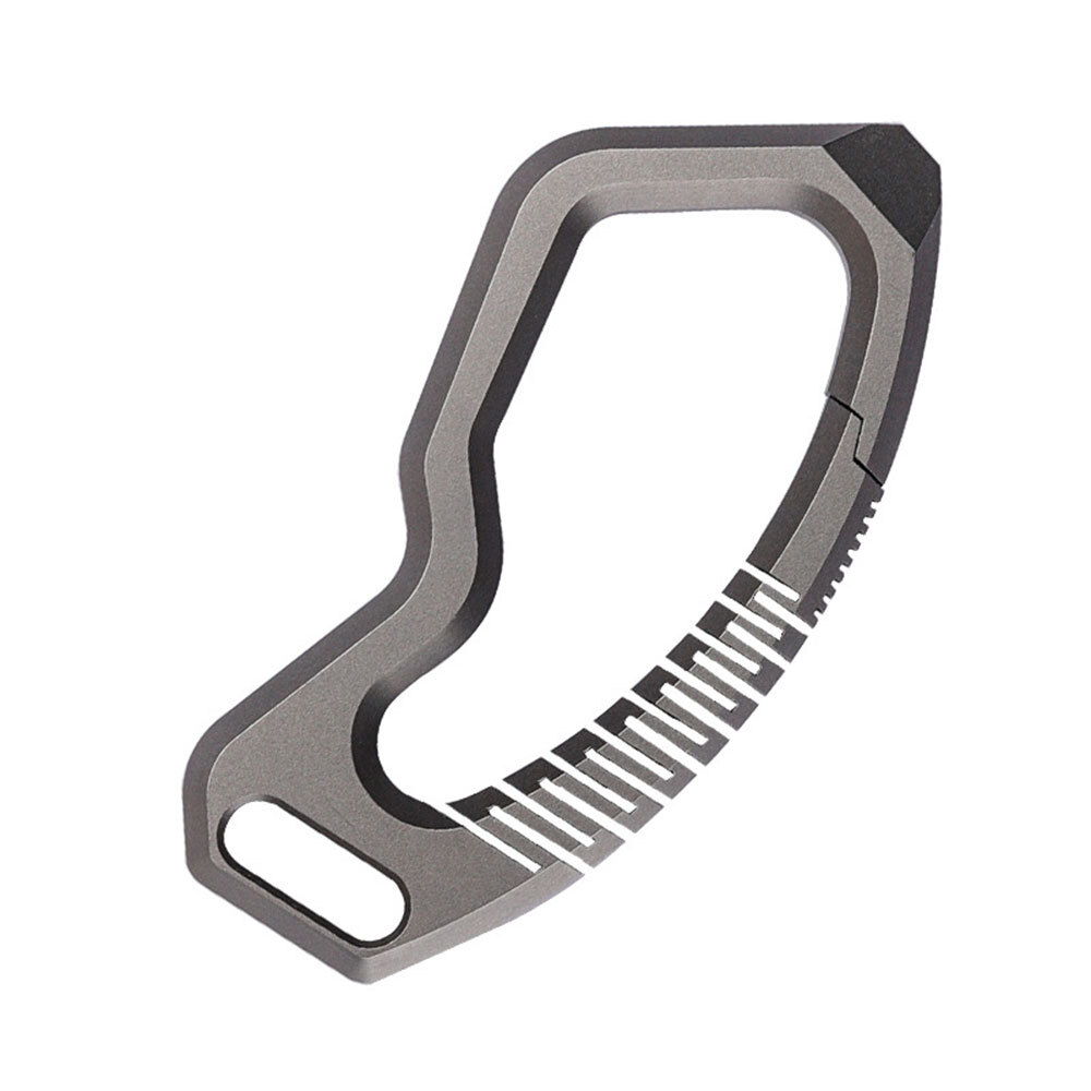 Removable Titanium Alloy + Leather Keychain Carabiner Pendant Crowbar EDC Toosl