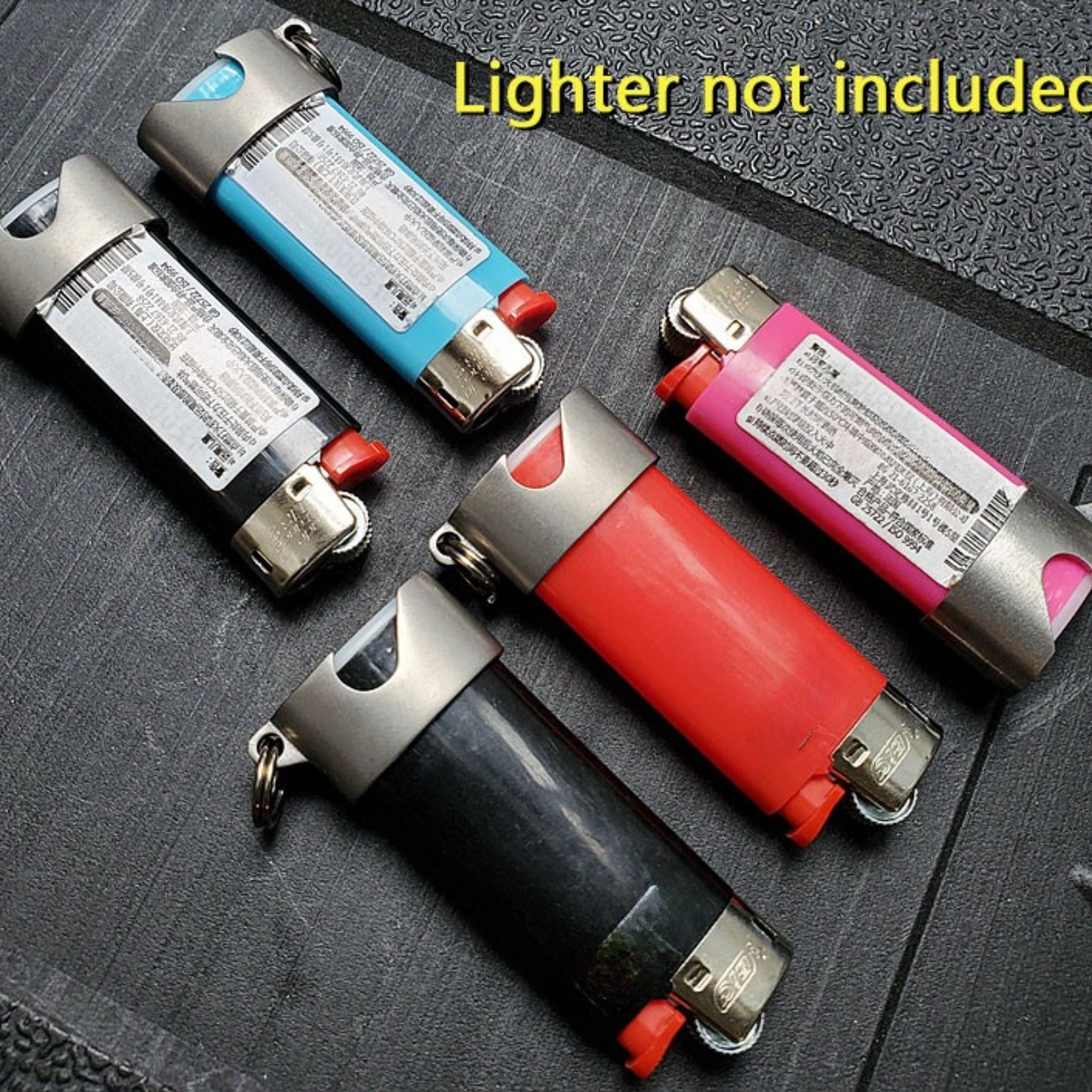 Titanium Lighter Case Cover Fits Bic J5 J3 Lighter Ring Key Chain Bottle Opener