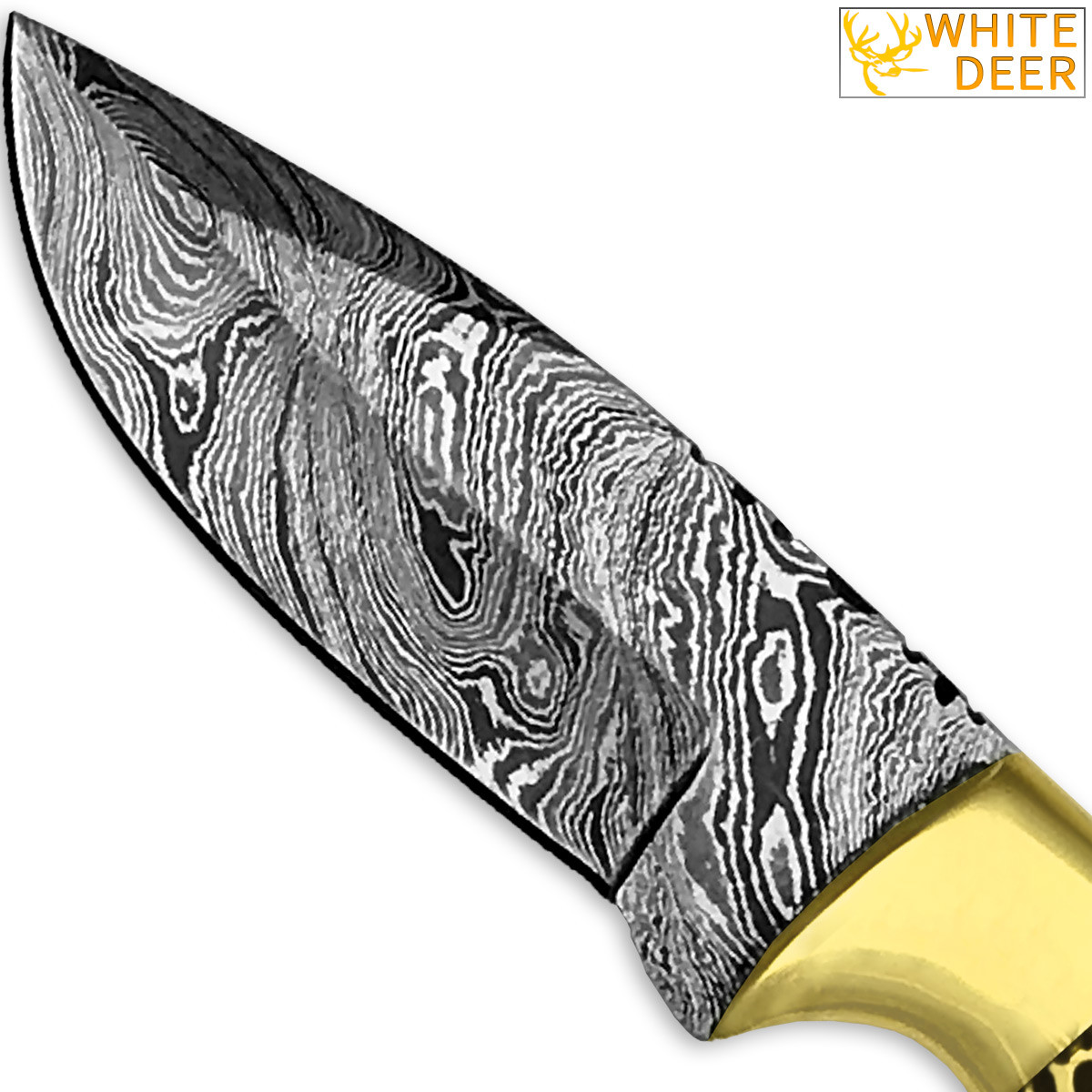 White Deer Handmade Loneman Damascus Steel Hunting Knife Limited Edition SHARP!