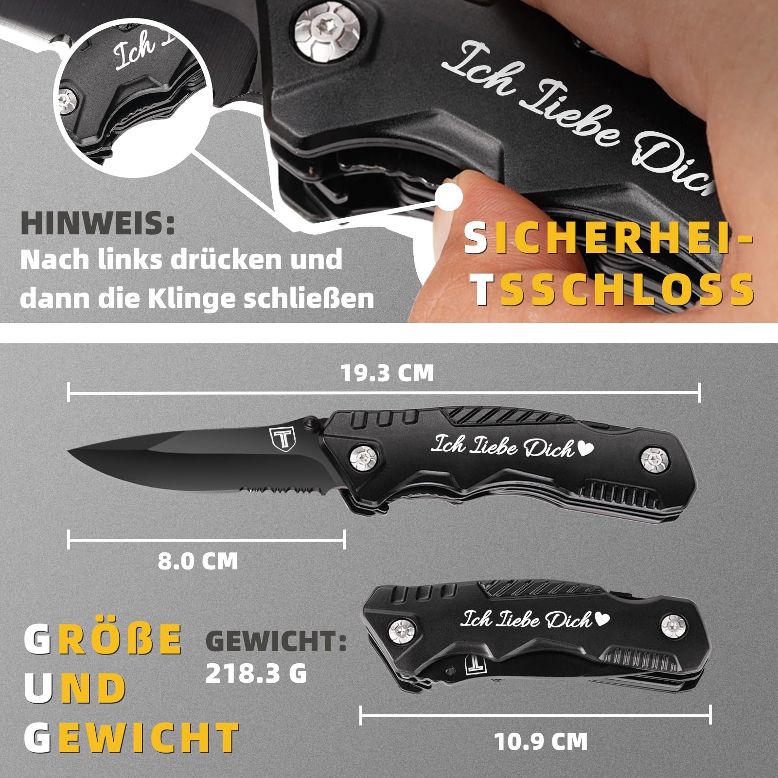 Multitool Pocket Knife Anniversary Gifts for Men 21 in 1, I Love Dic…