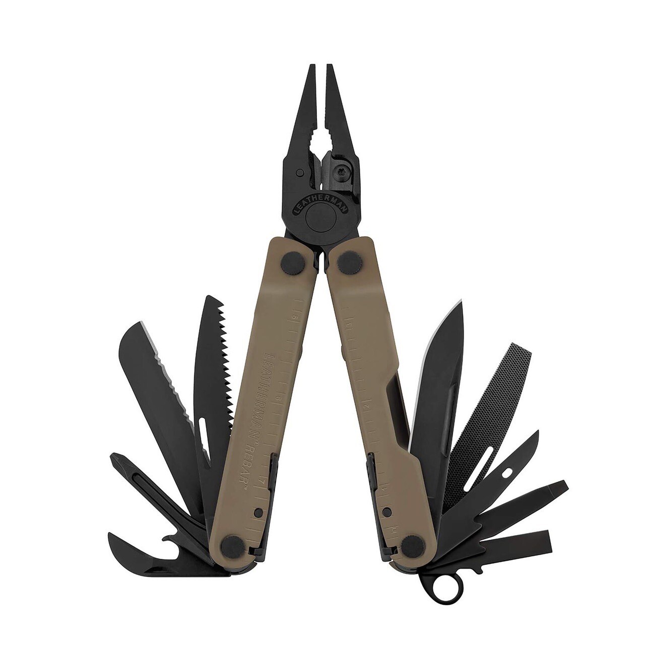 LEATHERMAN 832375 REBAR MULTI-TOOL (COYOTE TAN) WITH BLACK MOLLE SHEATH 17 Tools