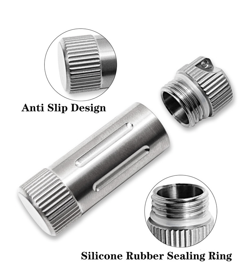 EDC Titanium Waterproof Pill Storage Box Outdoor Travel Survival Container Tool