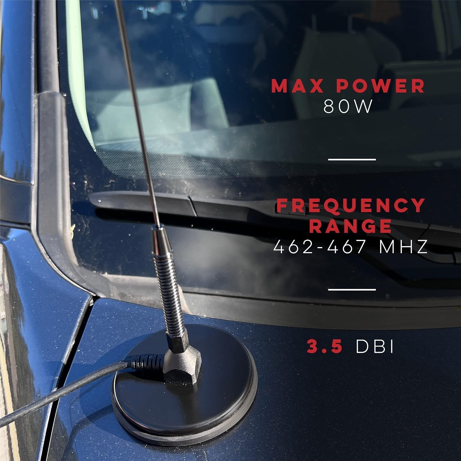 Nagoya UT-72G 19-Inch Magnetic Mount GMRS Antenna w/ PL-259 & SMA Adapters, 462M