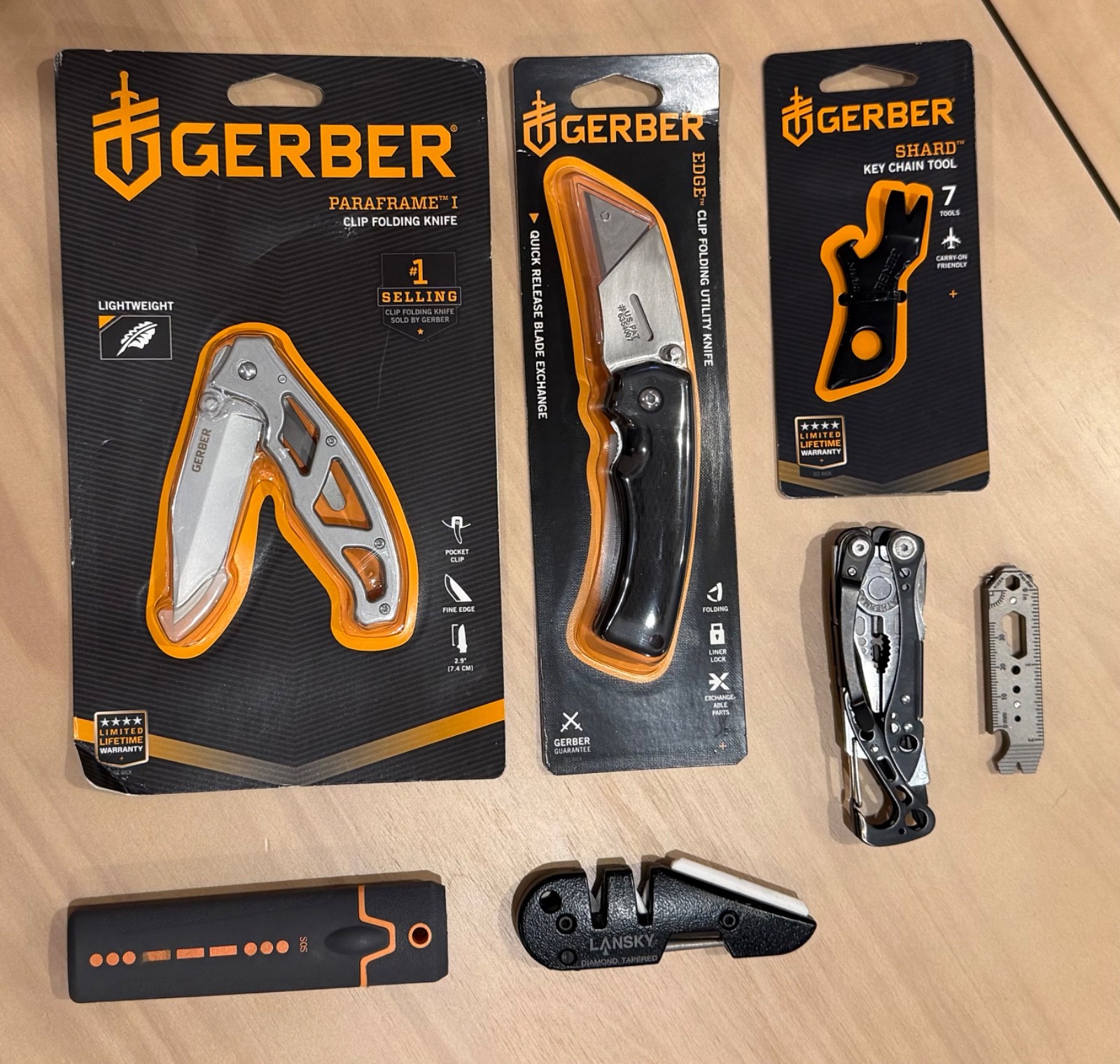 Lot of Gerber Tools (Paraframe, Edge, Shard) + Leatherman Skeletool + Misc Tools