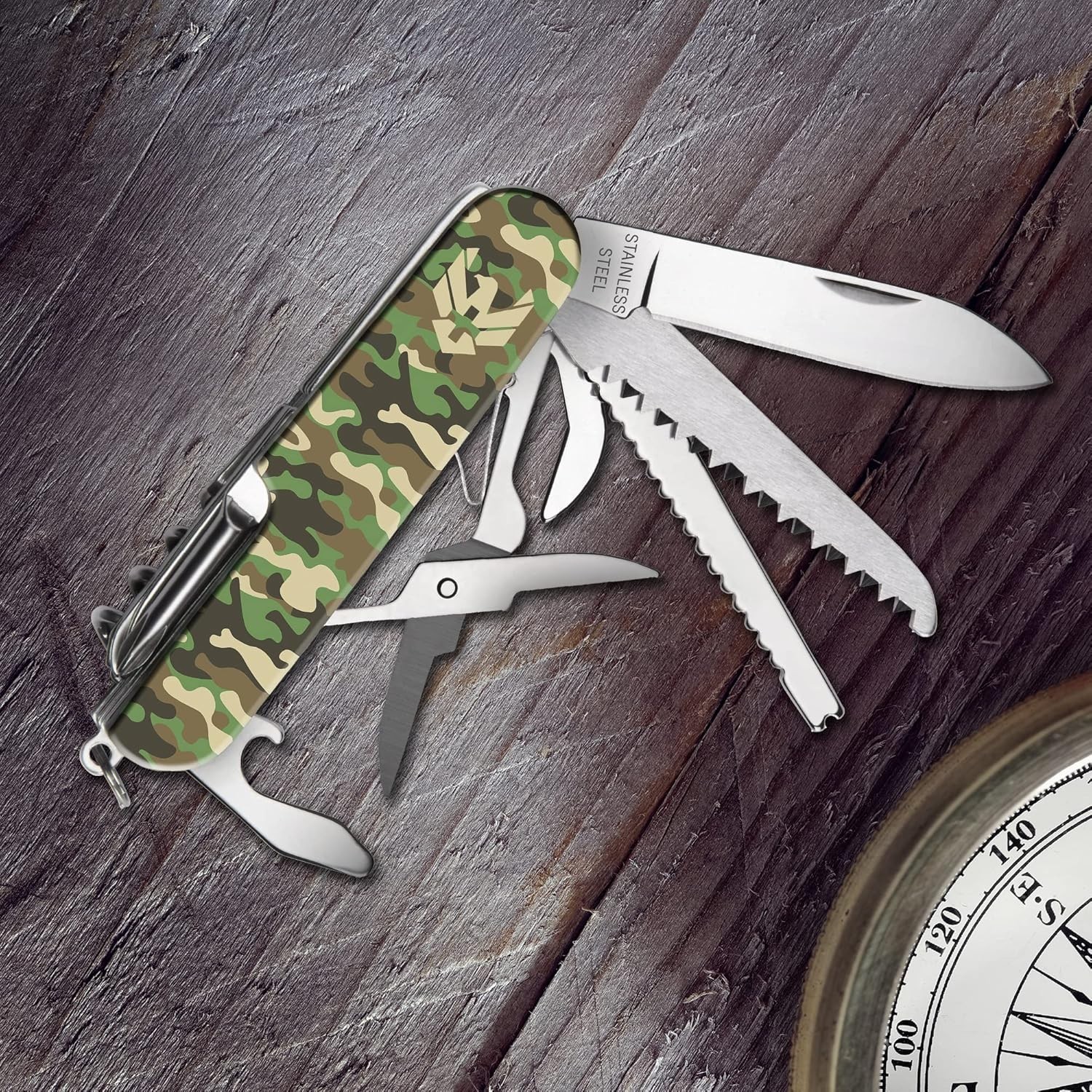 12-in-1 Commando Pocket Tool – Versatile Green Multi-Tool for Outdoors
