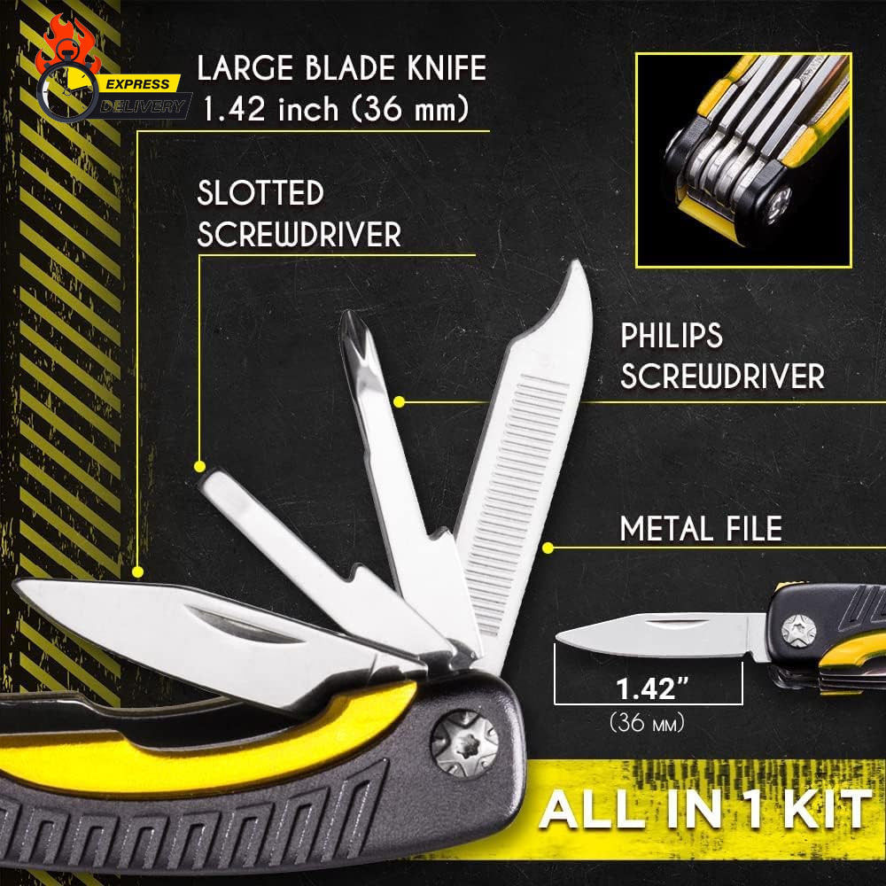 Mini Multitool Knife 12 in 1 – Small Pocket Multi Tool with Knife and Pliers – B