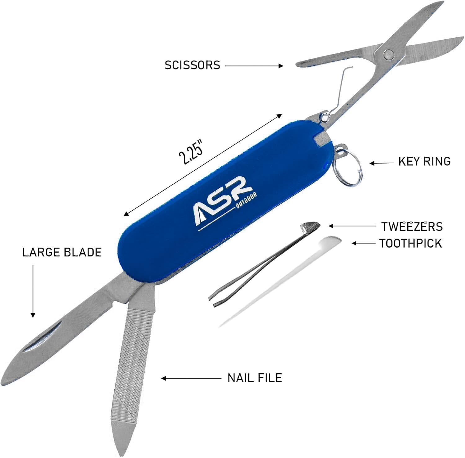 ASR Outdoor Mini EDC Small Pocket Knife Multi Tool – LOGO Blue