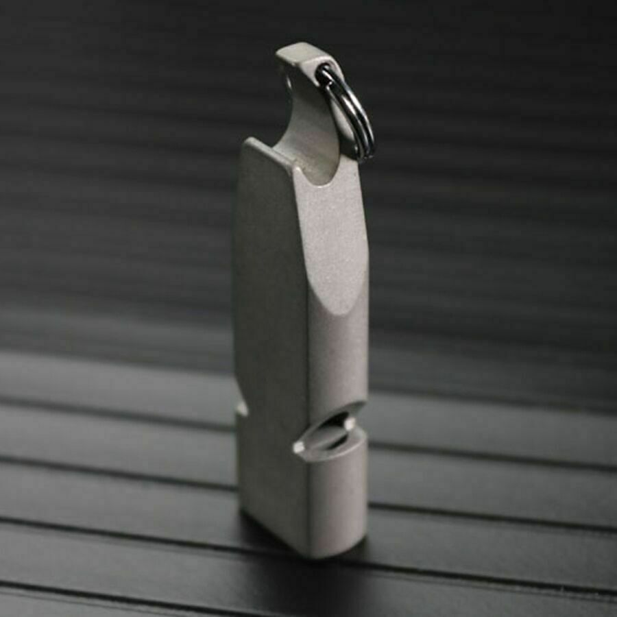 Titanium Keychain 2 Tubes Whistle with Bottle Opener Outdoor SOS Survival Tool