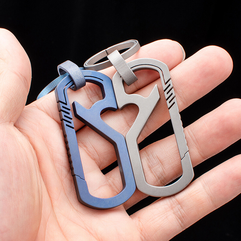 Titanium Keychain Bottle Opener Carabiner Key Ring Outdoor Travel EDC Multi Tool