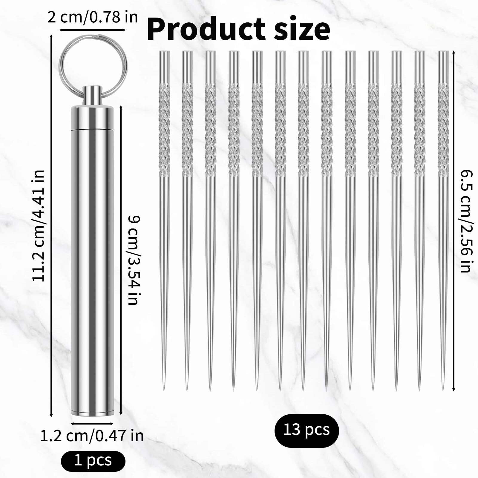 Portable Metal Toothpick Holder with 10PCS Reusable Titanium Toothpick, Pocke…
