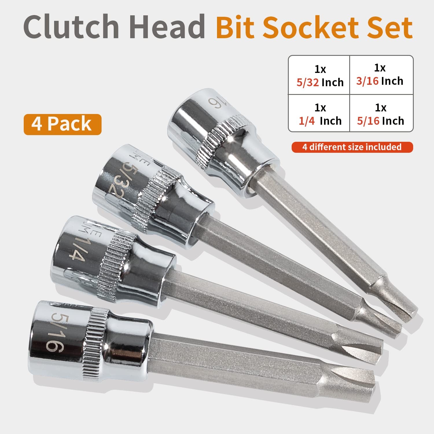 4 Pack Clutch Head Bit Socket Set Used with 3/8″ Square Drive for Chevy Cars …