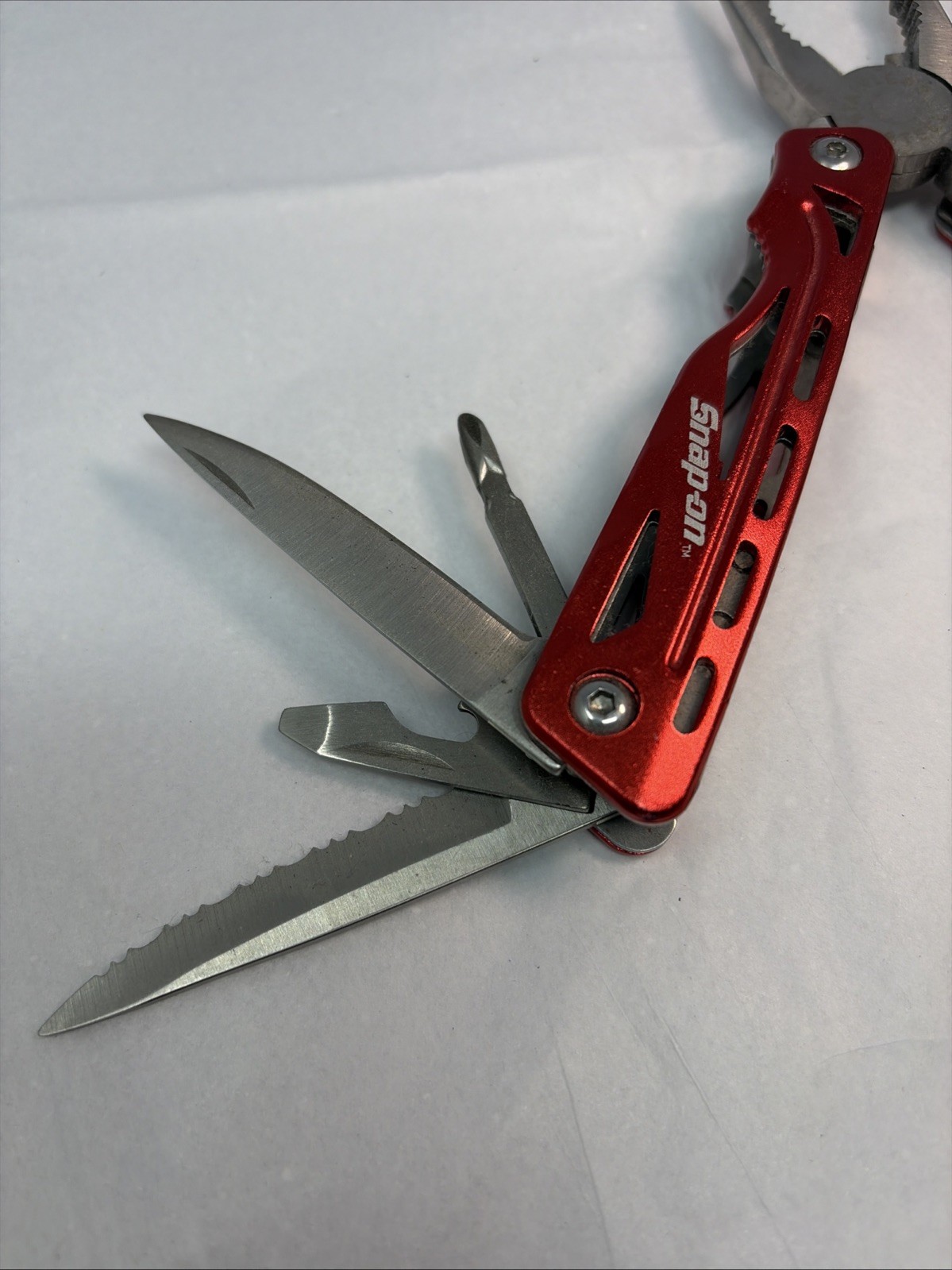 Snap-On Tools Red Multi-Tool Folding Pocket Knife w/ Pliers – Compact Tool