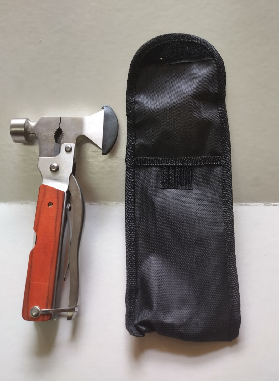 NEW Multi-Tool Stainless Steel Wood Handle Hatchet Hammer & Multi-Tool Plier LOT