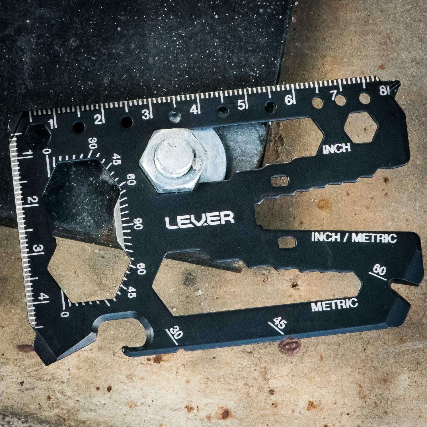 Lever Gear Toolcard Pro – 40 in 1 Credit Card Multitool. Slim, Single, Black