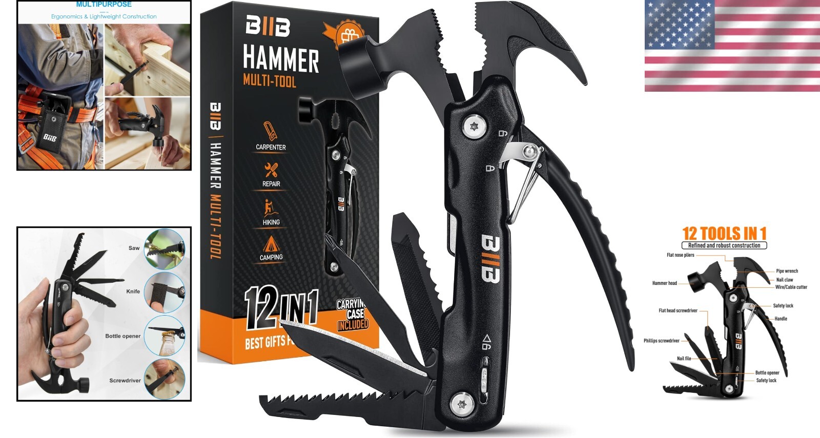 Ultimate 12-in-1 Hammer & Utility Tool – Unique Christmas Gift for Adventurers
