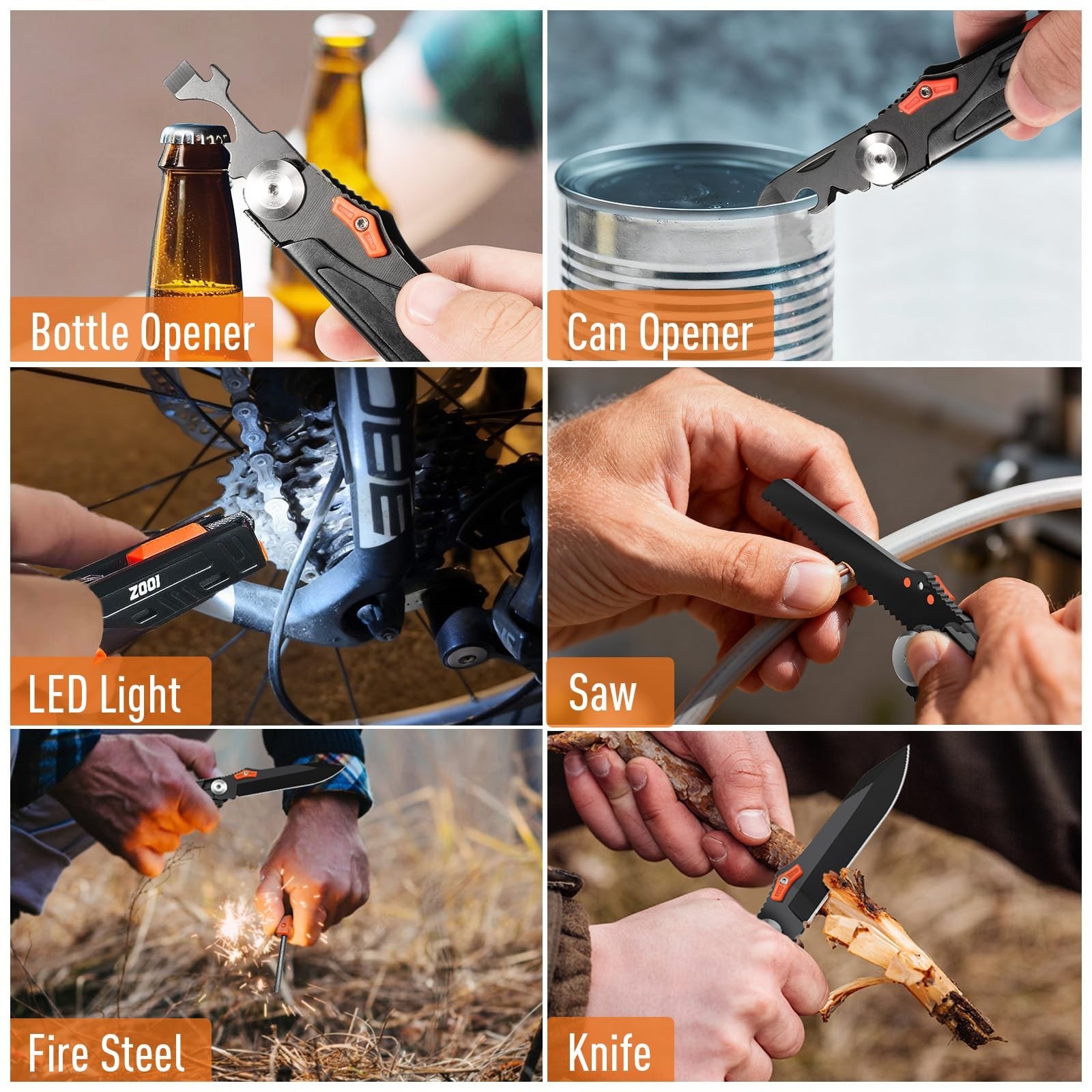 12-in-1 Pocket Multitool with LED Fire Starter – Perfect Gifts for Men, EDC Gear