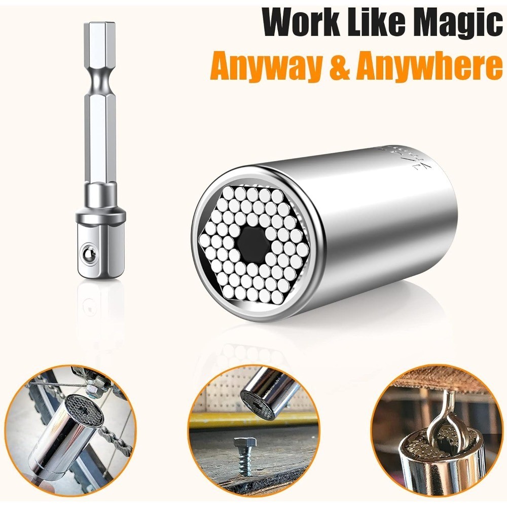 Universal Socket Tool Set 7mm-19mm with Drill Adapter Christmas Stocking