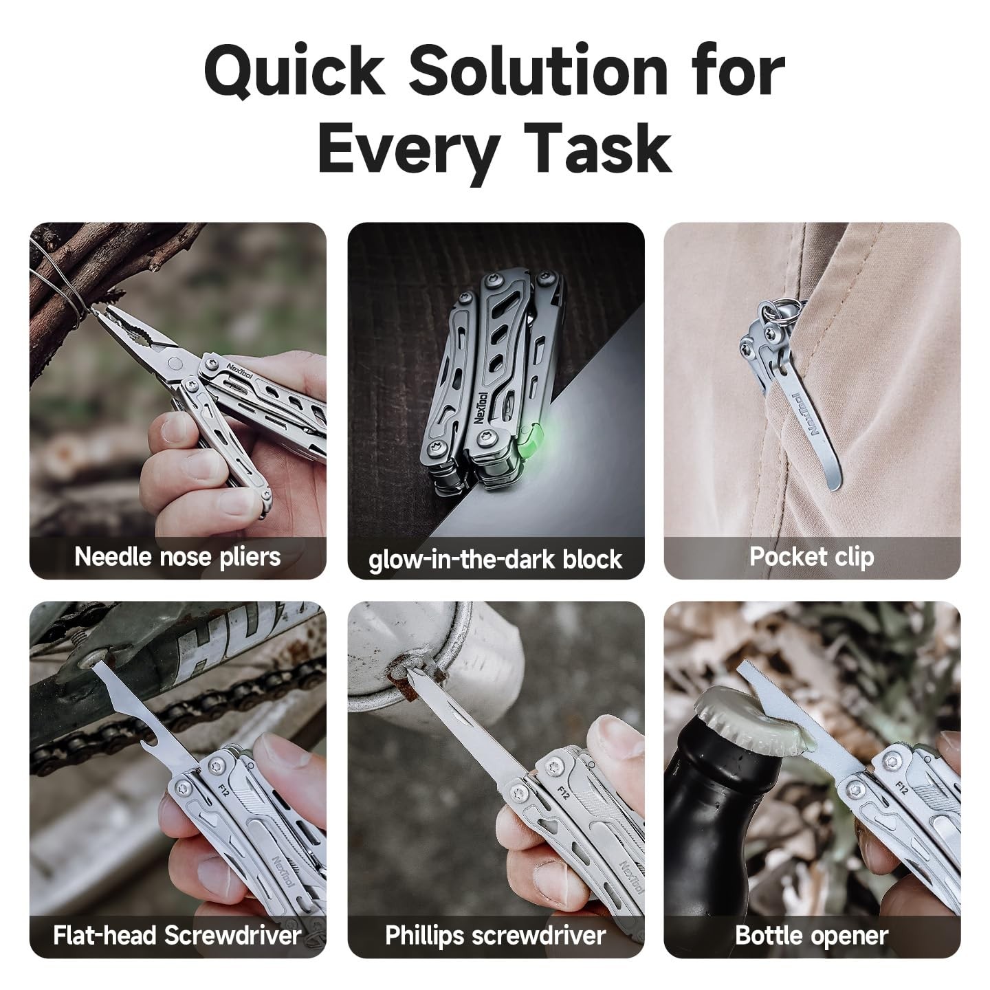 F12 Mini Multitool, 13-in-1 Keychain Multitool with Serrated Scissors, File a…