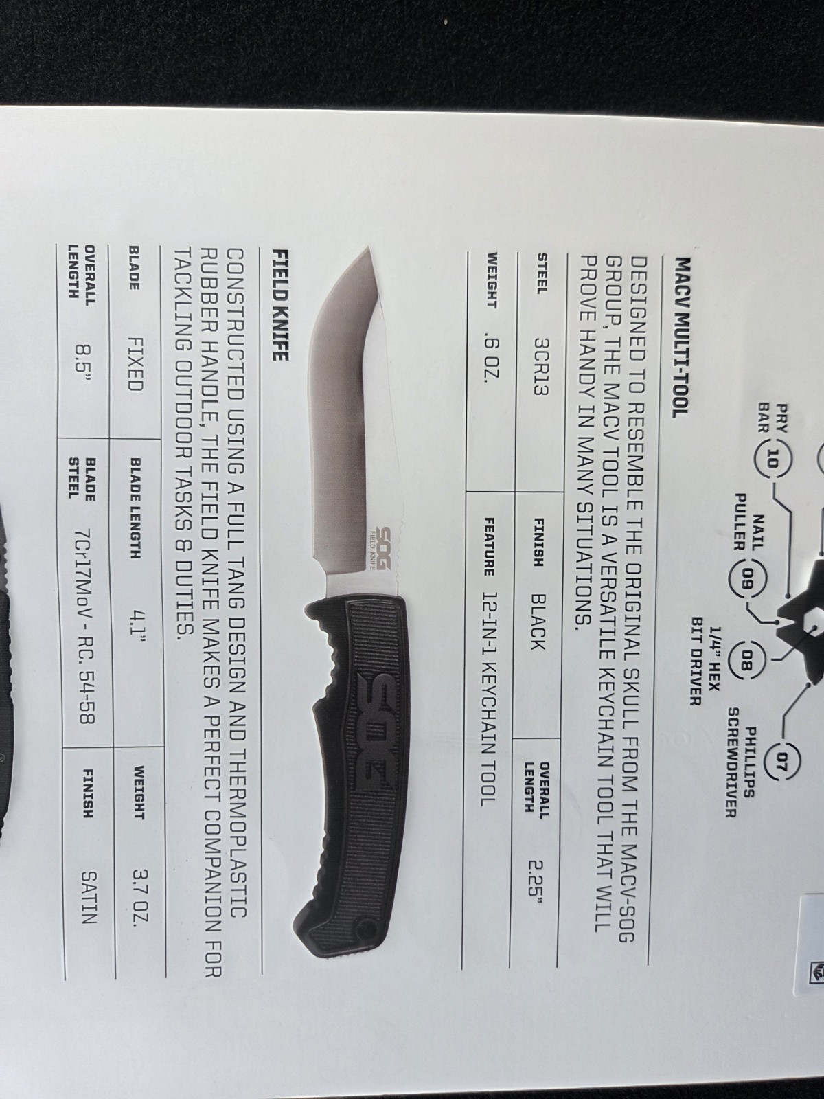 SOG MULTI TOOL 2 KNIFE SET WITH SHARPENING STONE MADE IN USA NEW