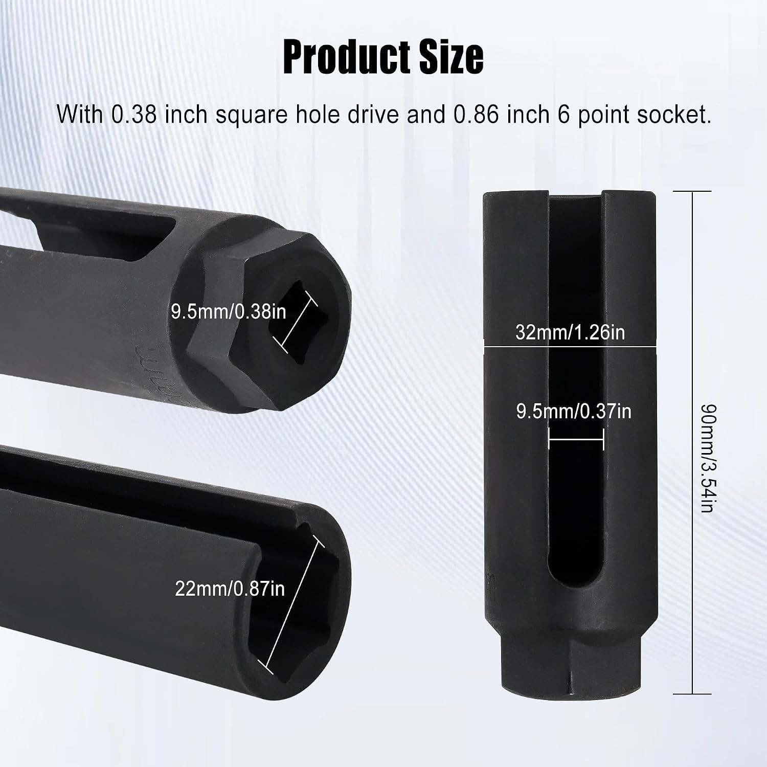 Oxygen Sensor Socket with Side Wire Cutout 3/8-Inch Drive by 7/8-Inch 22mm Fi…