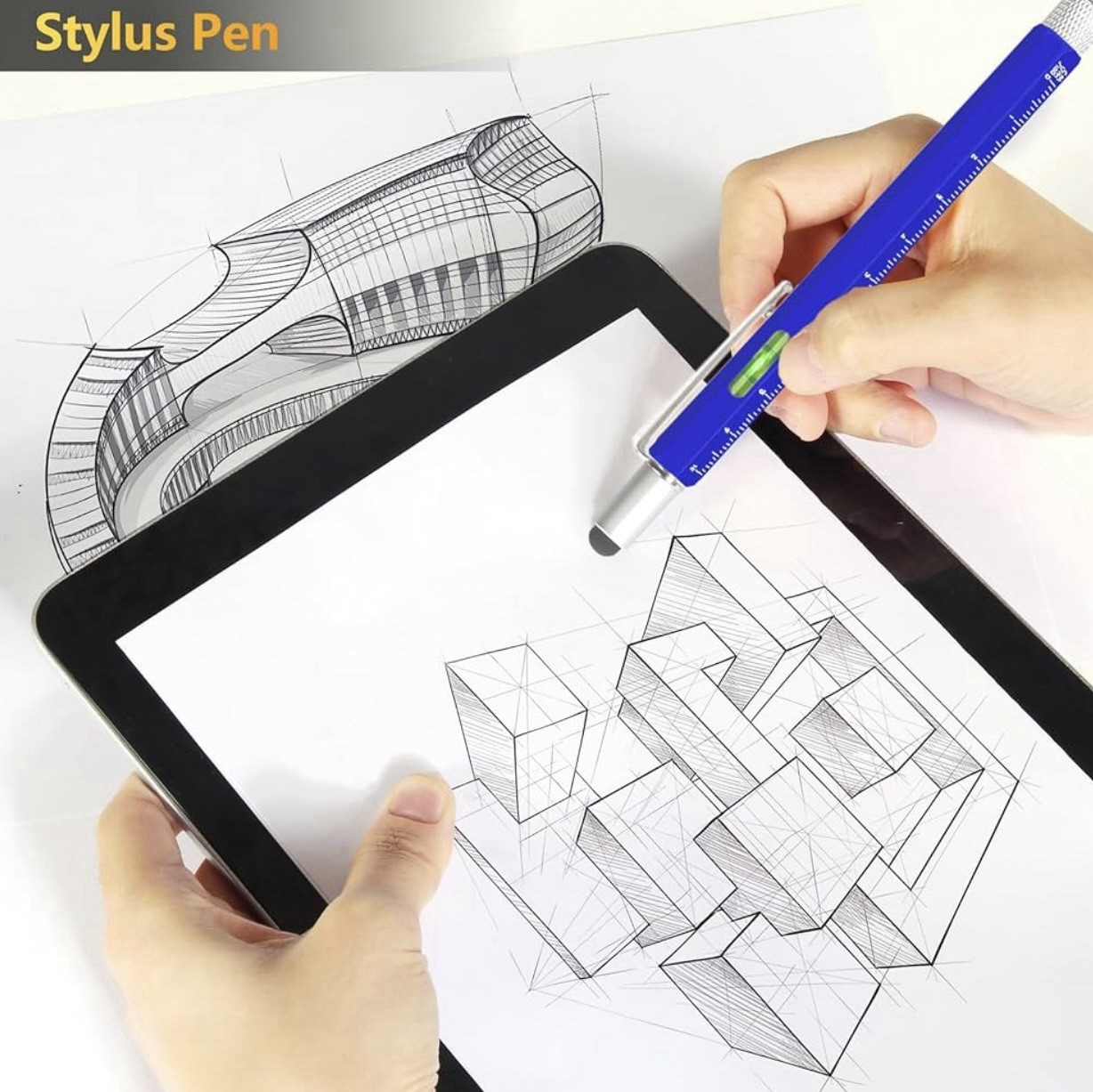 Multi Tool Pen 6 in 1 Gadgets Gift Idea – Level, Stylus, Screw Driver, Ruler