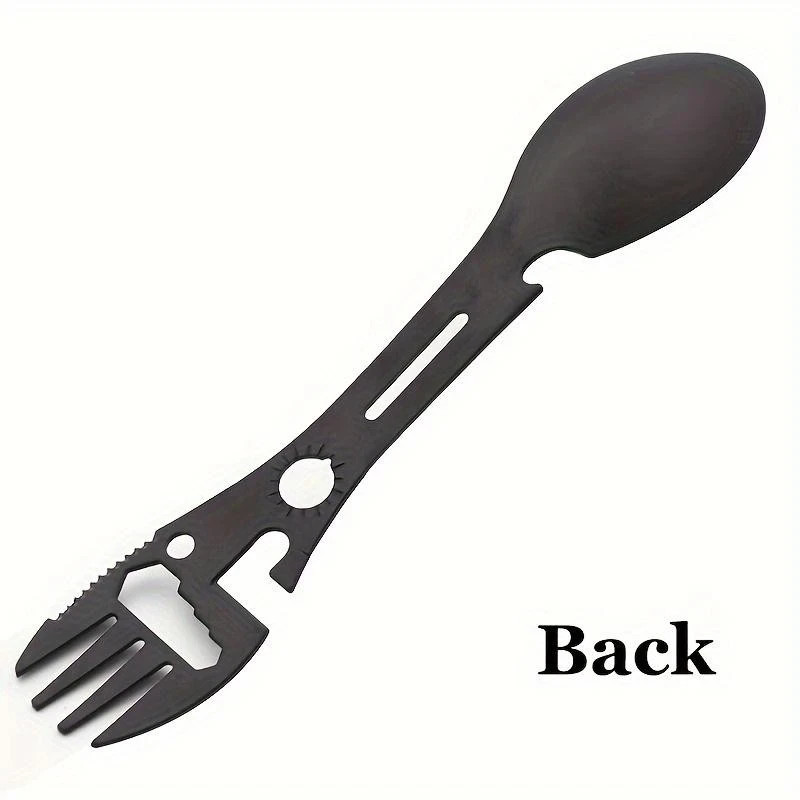 Camping Multi-tool Whistle Knife Fork Spoon Wrench Bottle Opener – 1pc