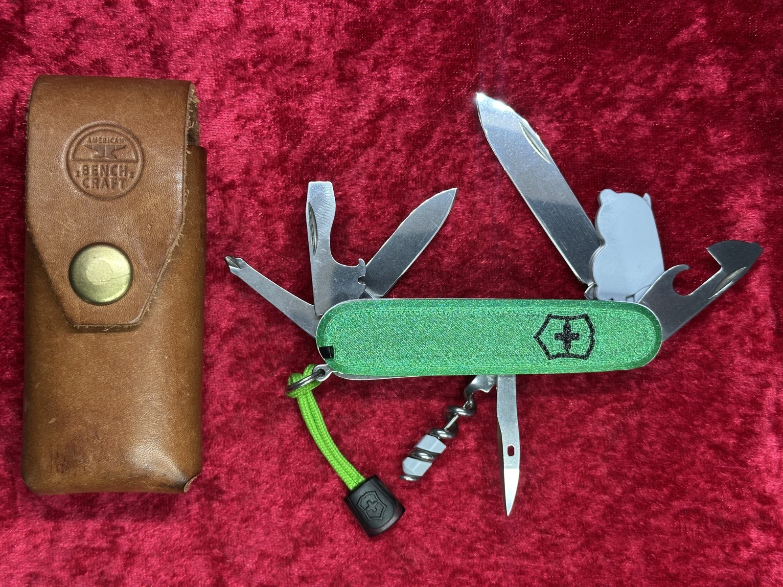 Victorinox Spartan Lite Green 3D Printed Scales Swiss Army Knife w/Sheath (664)