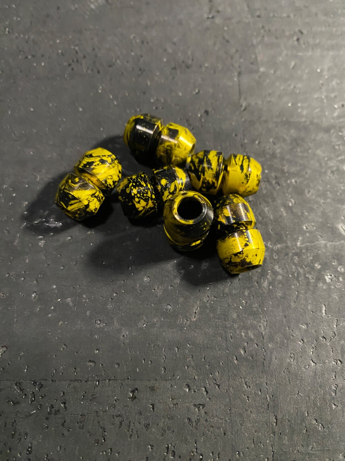 EDC Knife Tool Paracord Beads Aluminum Alloy Yellow w/ Black Blood Splatter