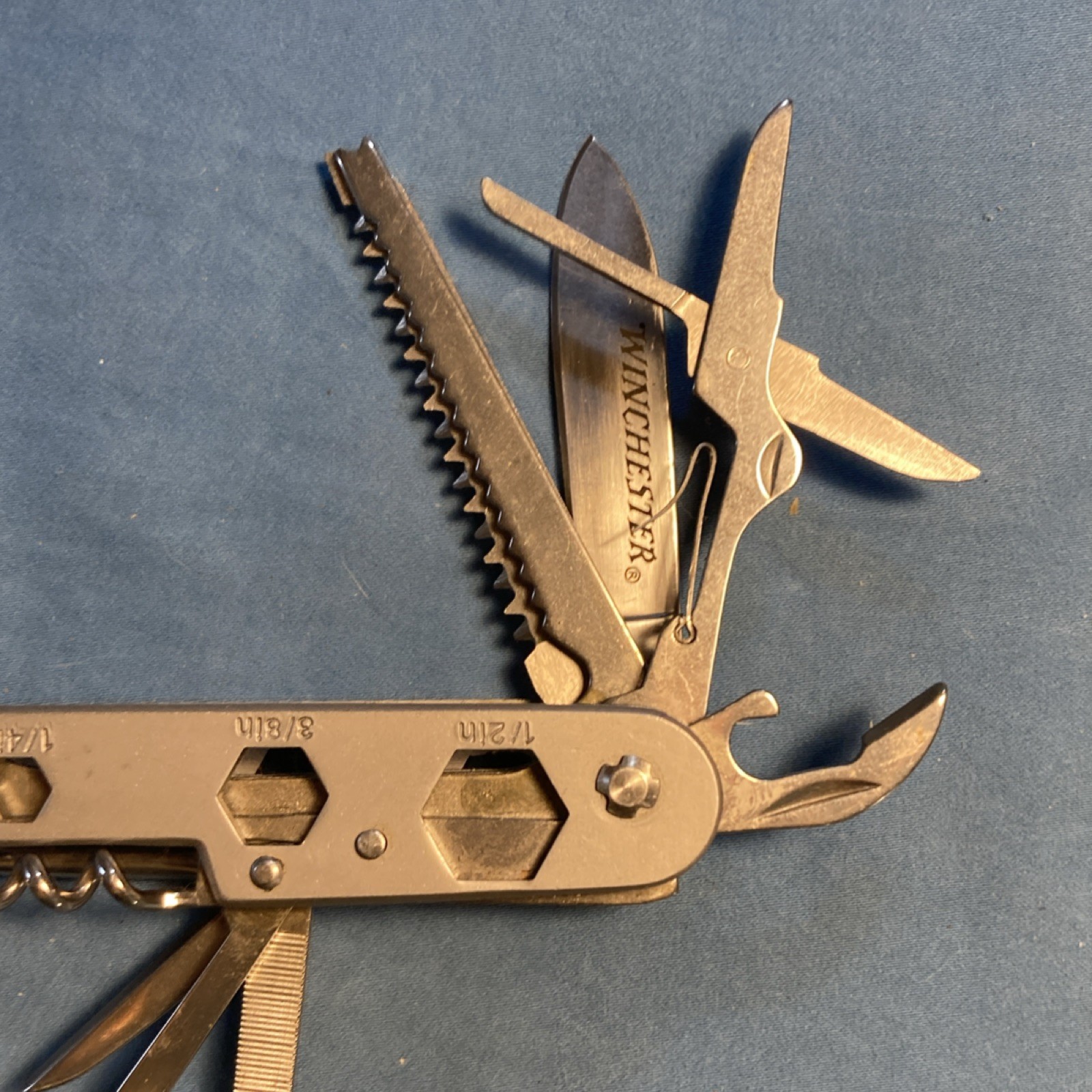Winchester Silver Stainless Steel Multi-Tool, 10 Tools, Knife, Hex Wrench
