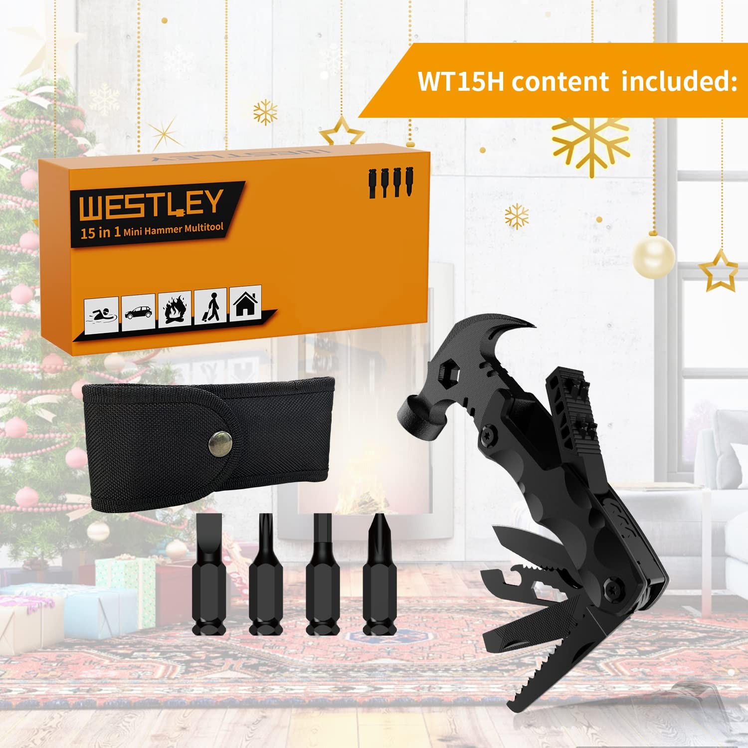 Gifts for Men Unique, Multitool, 15 in 1 Survival Gear, Camping , 4 Screwdriv…