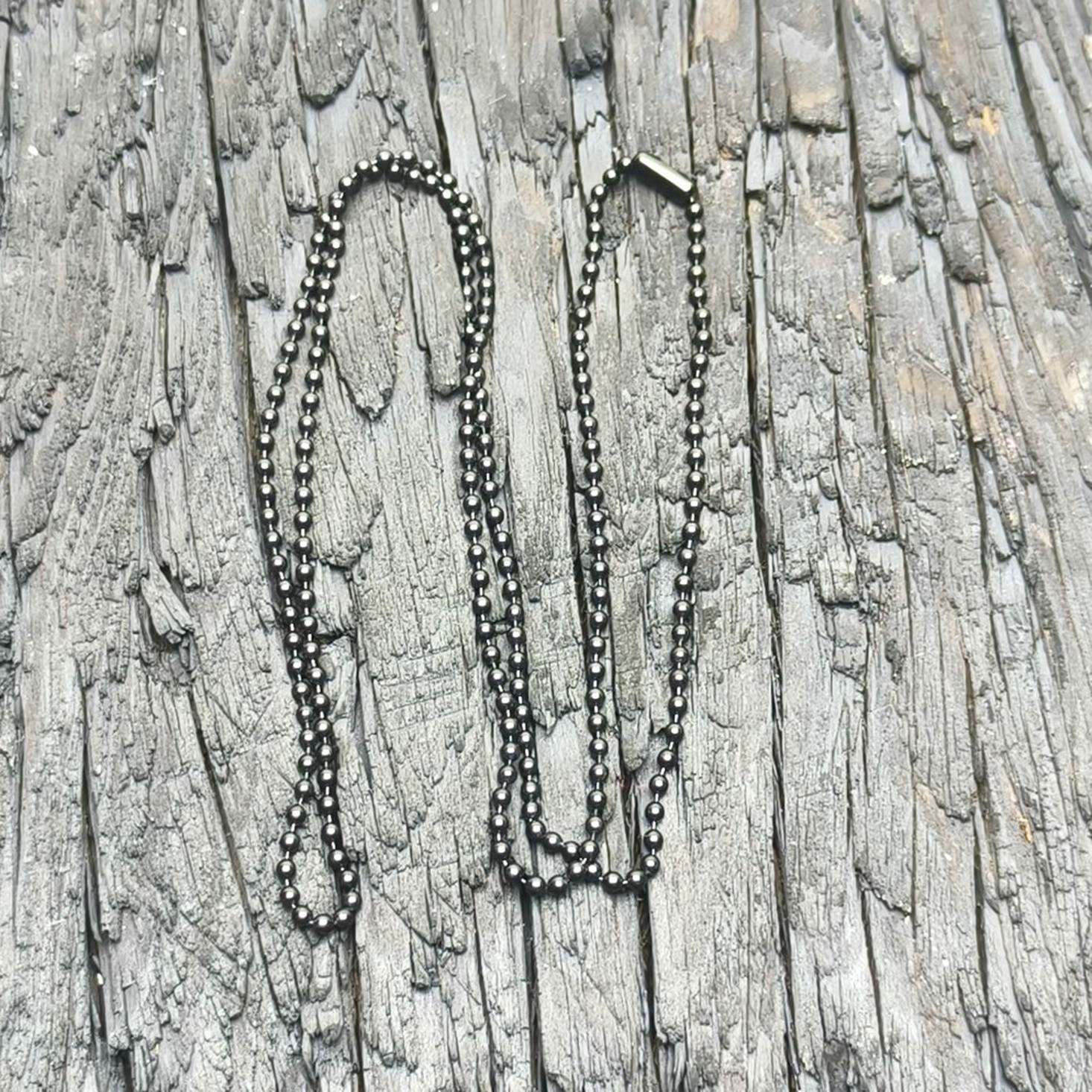 EDC Anti-allergy Pure Chain Ball Bead Necklace black 2.4x650mm
