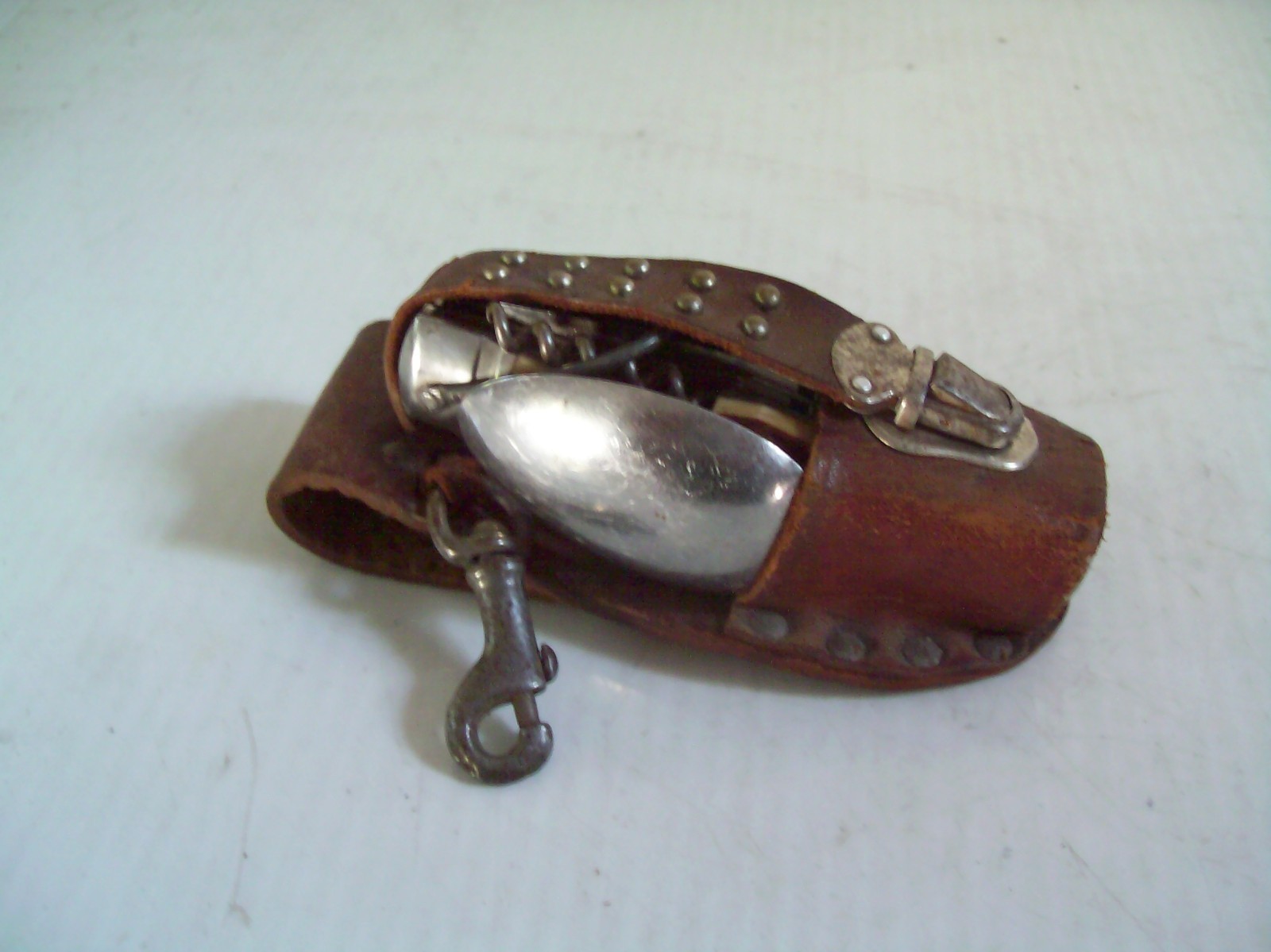 Vintage Camping Multi Task Pocket Knife Tool w/ Belt Holder Made in Japan