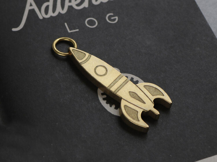 Mini Brass Rocket Shape Keychain Pendant Bead Necklace Men Clothing Accessories