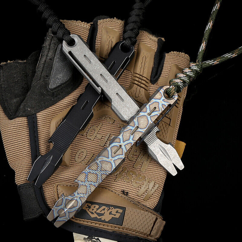 TC4 Titanium Alloy Pocket Pry Bar Pendant Crowbar Opener Multi Keychain EDC Tool