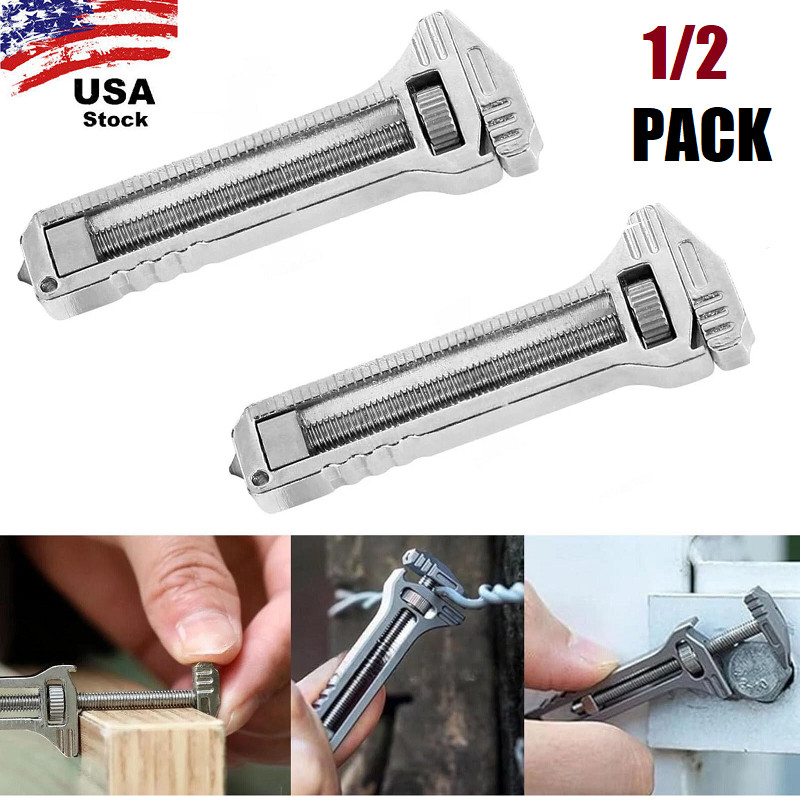 2Pcs Adjustable Compact Titanium Alloy Everyday Multi Functional Wrench Tool USA