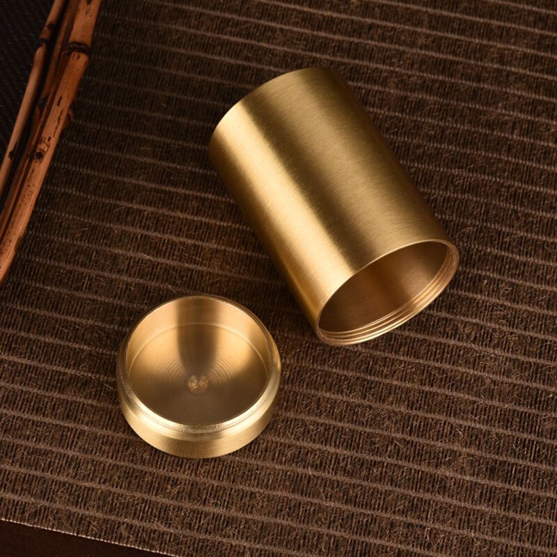 Solid Brass Sealed Tank Tea Caddy Container Portable Metal Storage Box 250g EDC