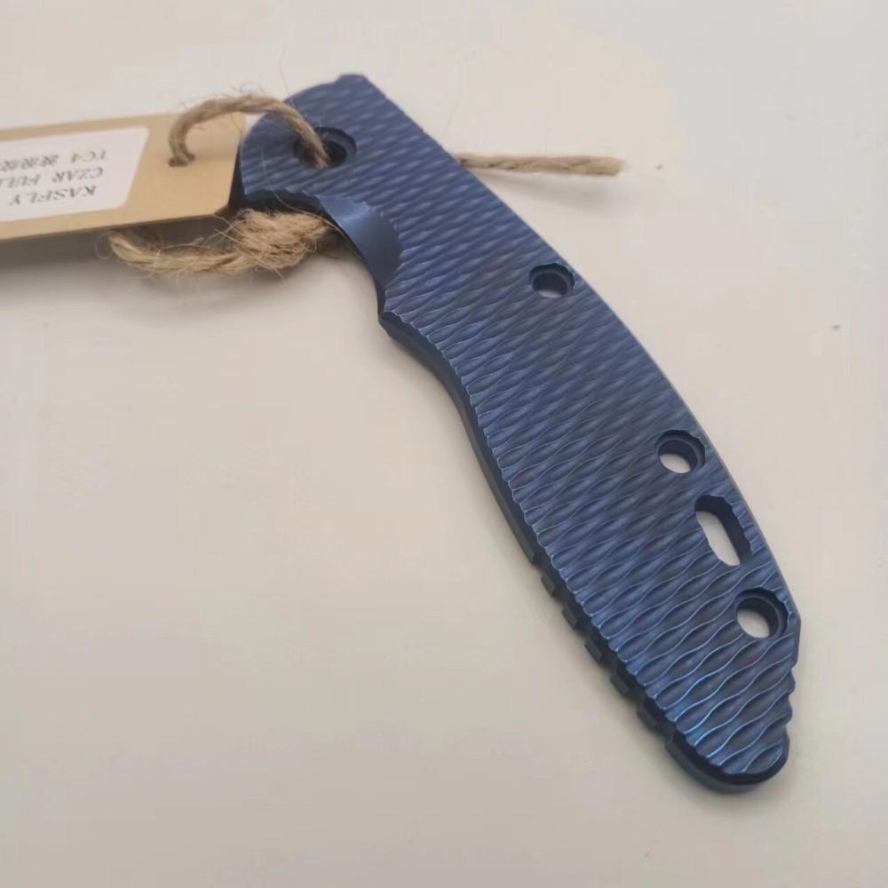TC4 Titanium Alloy Blue Wave Pattern Handle Scale for Rick Hinderer XM18 3.5”