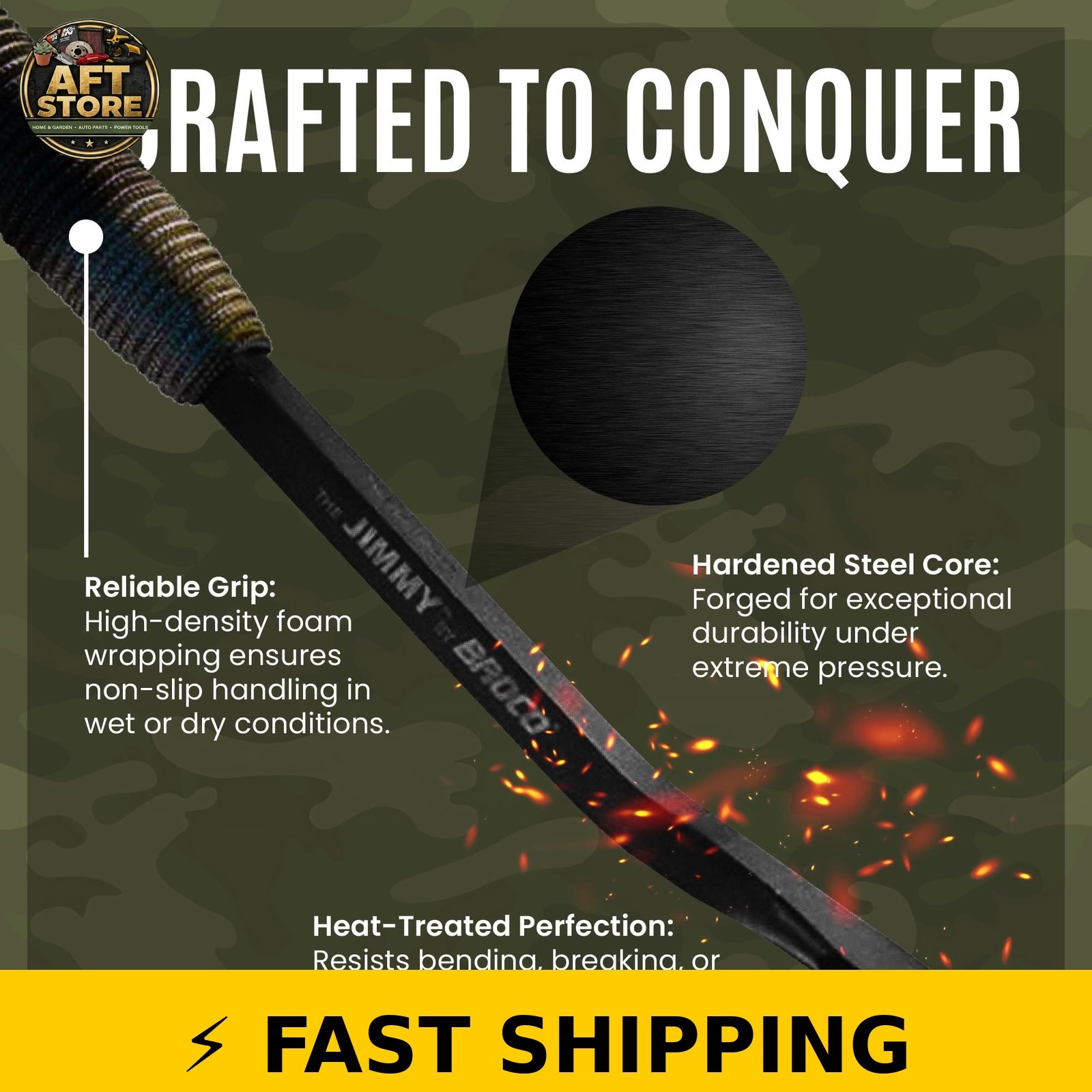 Broco Jimmy Tactical Pry Bar 10.5” – Durable EDC Tool with Comfort Grip