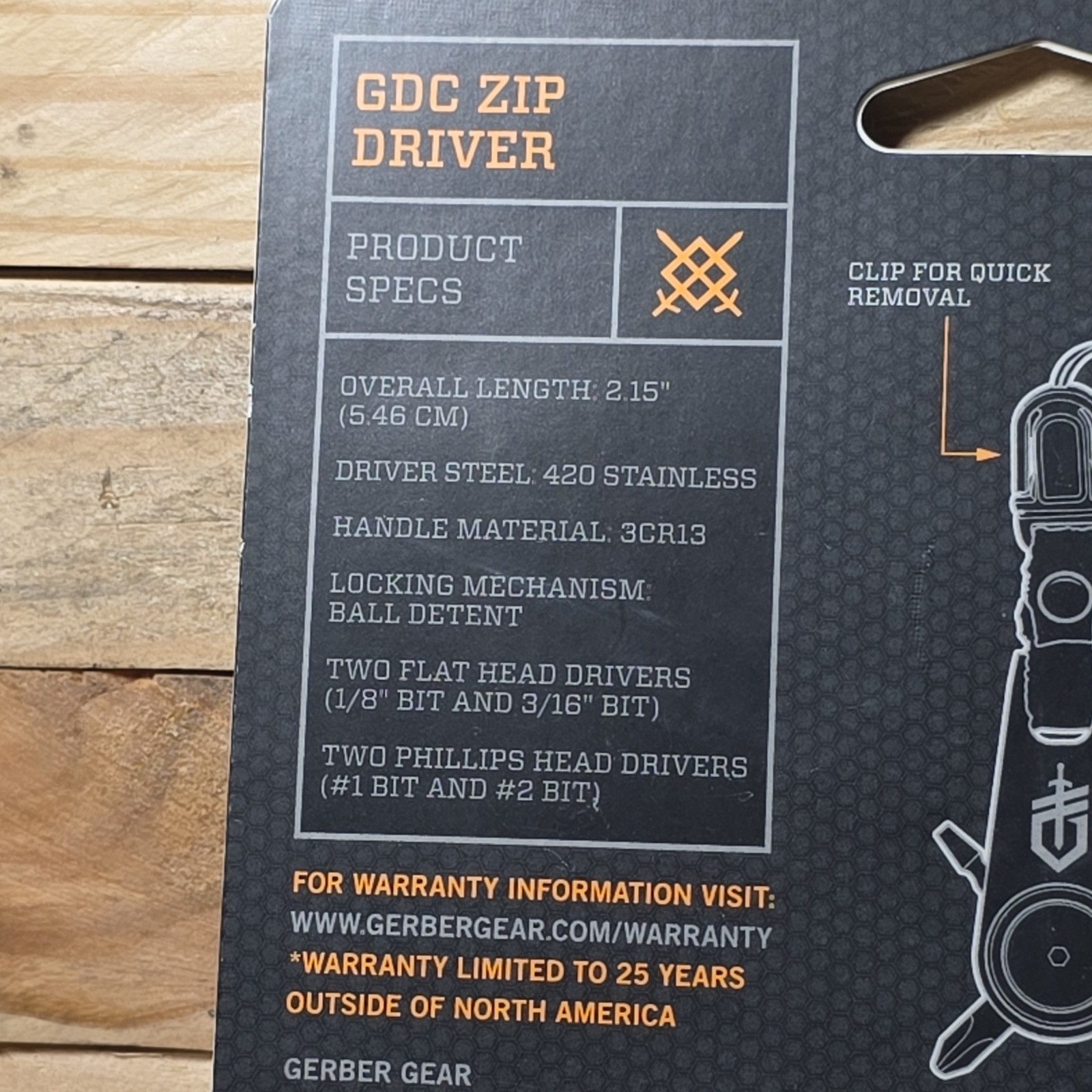 Gerber GDC Zip Driver Black Stainless Multi-Tool 4 Tools, Screwdrivers, Clip